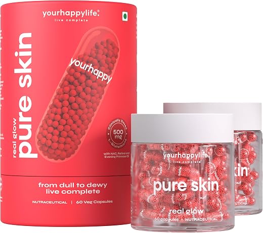 YourHappyLife Advanced L-Glutathione Glow-Up Skin Capsules with NAC for Brighter Clearer Skin &amp; Pigmentation| with Retinol...