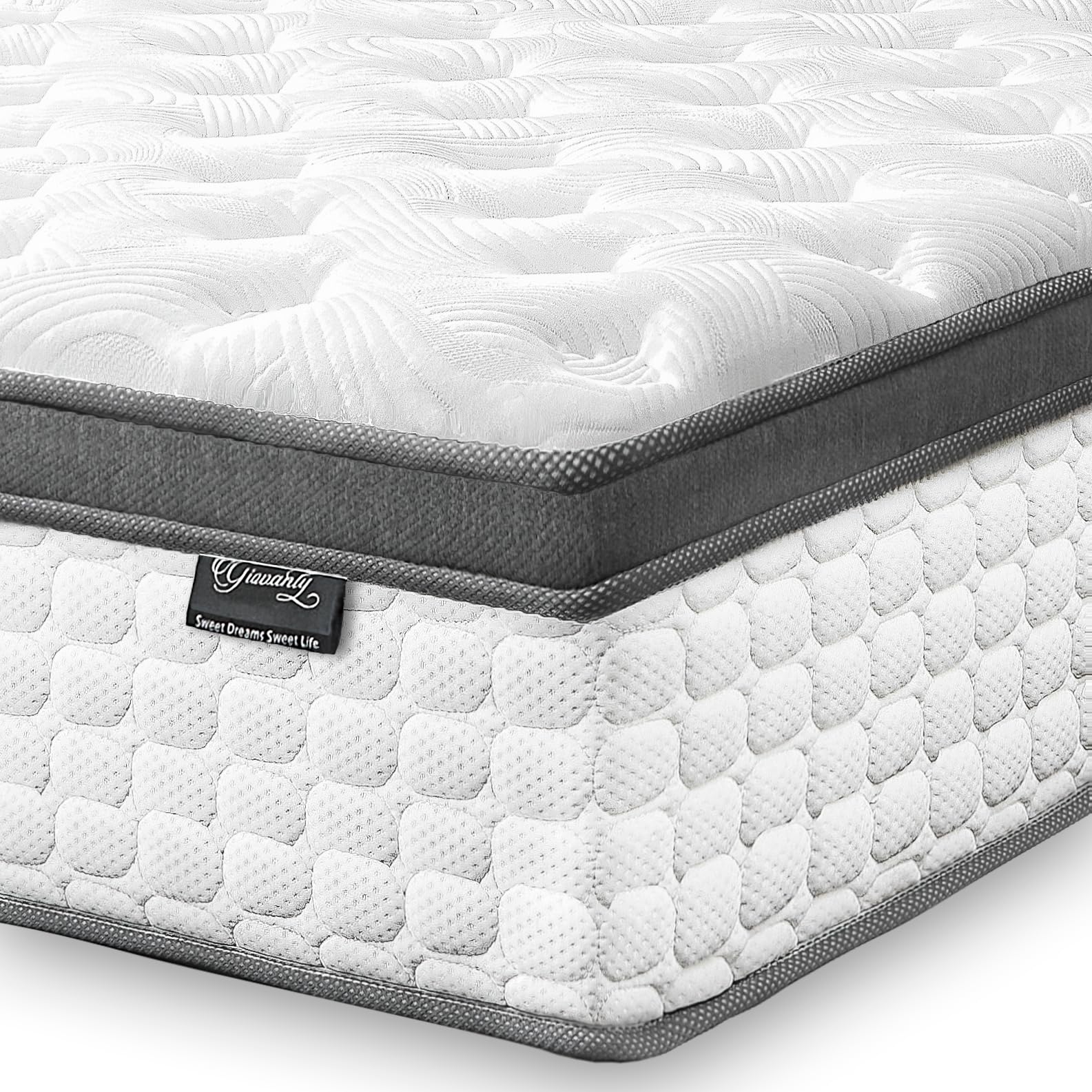 Giovanly 10 Inch Single Size Mattress, Hybrid Mattress in a box Gel Memory Foam, Pocket Springs, Medium Firm & Silent Sleep & Reinforced Edge & Pressure - Motion Isolation 90x190x25 cm