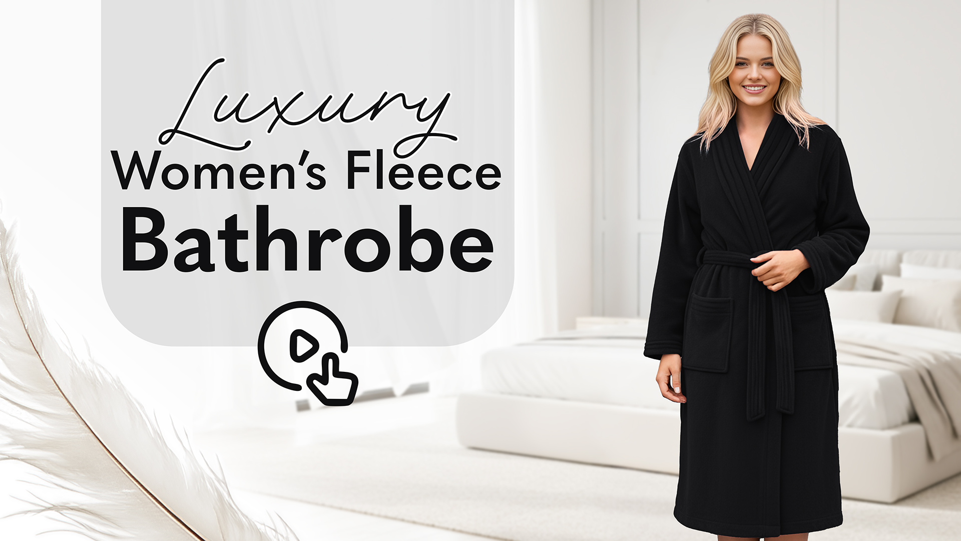Image of American Soft Linen Women's Fleece Bathrobe - Luxury Soft, Plush, Fuzzy & Warm Turkish Robe for Women, Cozy Spa Quality Adult Bathroom Lounge Robe, Black L