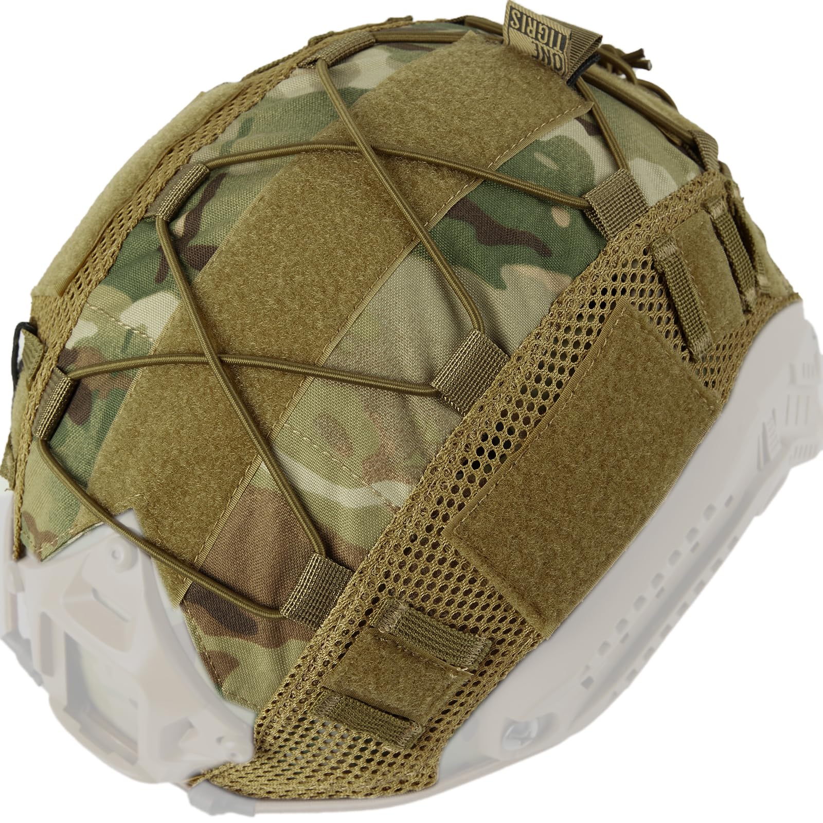 OneTigris Multicam Helmet Cover Airsoft Helmet Without Helmet for Ballistic FAST Helmet in Size L & FAST PJ Helmet in Size L/XL
