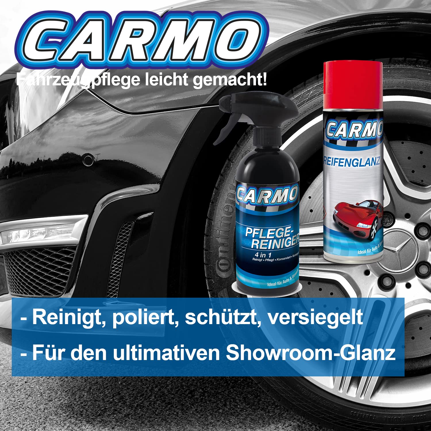CARMO Autopflegeset Premium | 14-teilig | Außen- und Innenreinigung | Komplettset zur Fahrzeugwäsche | Geschenkset | inkl. Mikrofasertuch | inkl. Aufbewahrungseimer