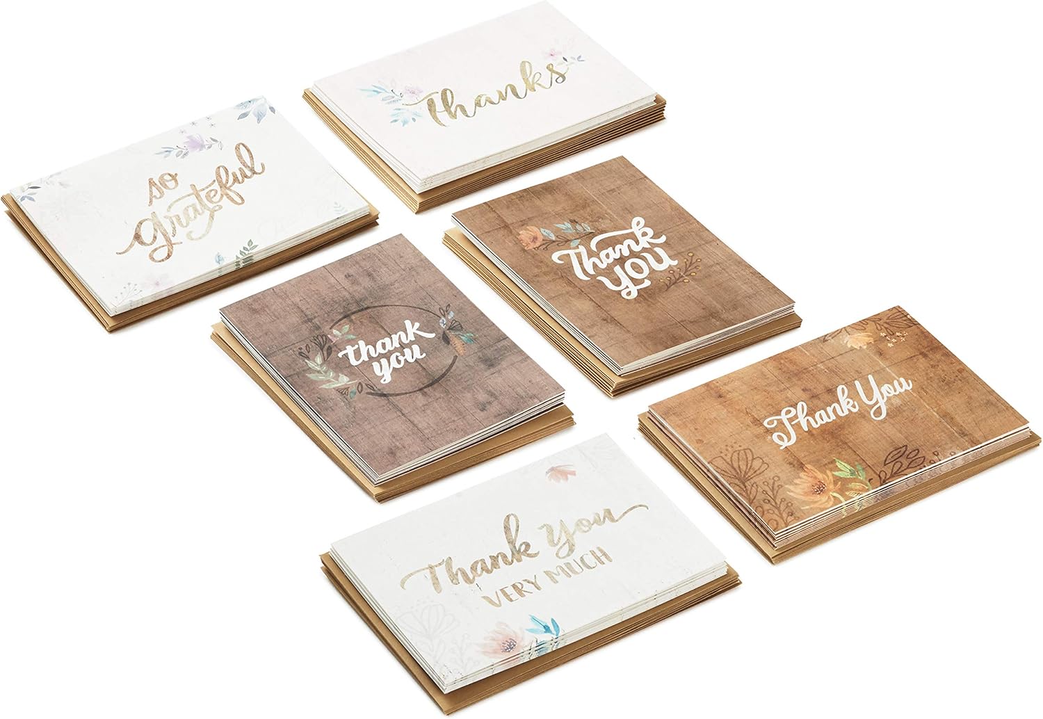 Hallmark Thank You Cards Assortment, Rustic Collection (96 Thank You Notes with Envelopes)