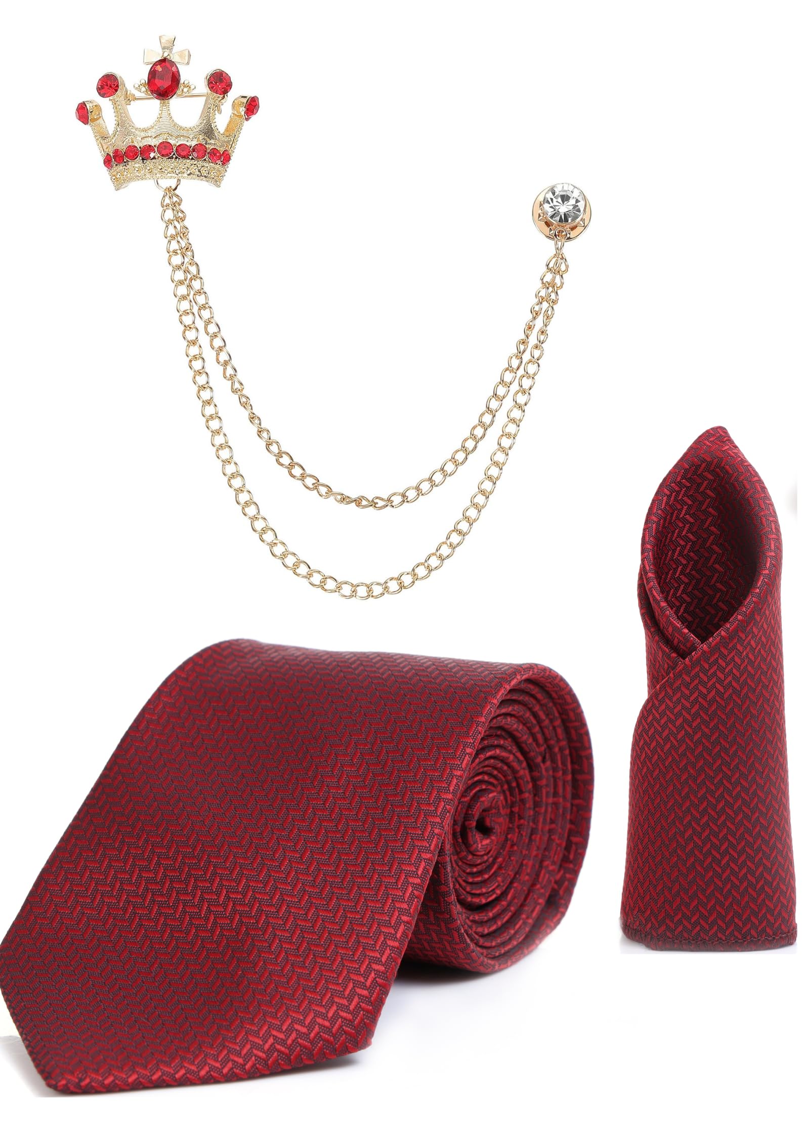 random stripe Premium Men’s Necktie, Pocket Square & Brooch Combo Set Formal Wear – Available in 9 Colors-picture-12