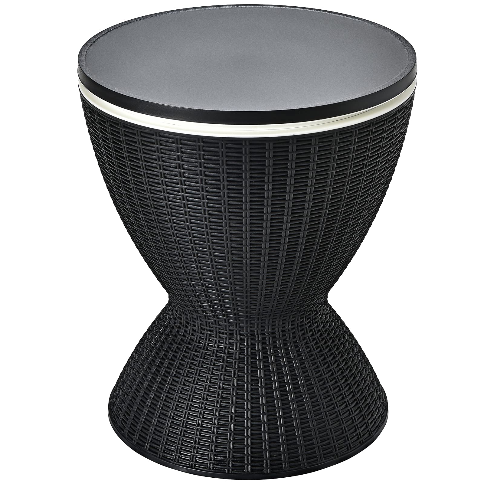 RELAX4LIFE Cool Bar Seau à Glace 30L Table Relevable Ø43 Table Cocktail Bouchon Drainage Rotin Résistant UV Piscine Terrasse Patio Noir