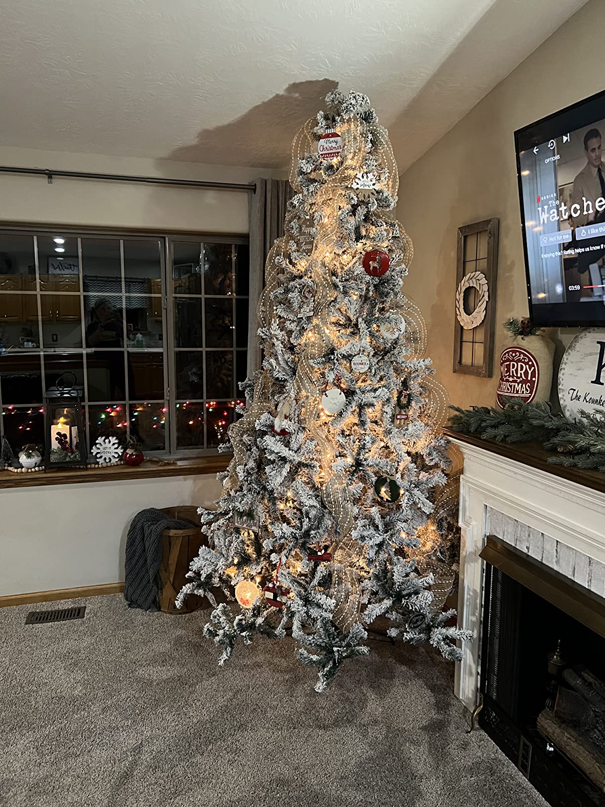 28/mo Finance Goplus 9FT Artificial Christmas Tree, Snow Flocked