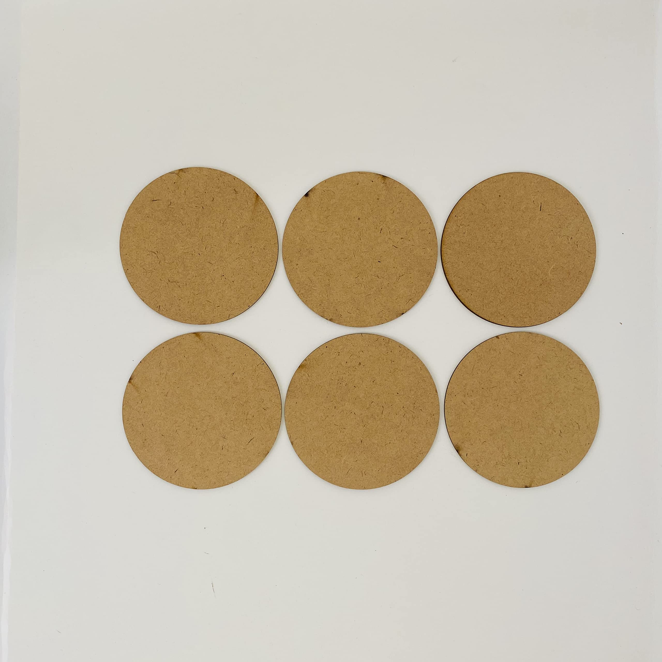 THE PAPER BOUTIQUE DIY 3 mm MDF Wood Sheet Craft - MDF Plain Wooden Coasters Round Shaped Blank Cutouts for Painting Decoupage Resin Art Work & Decoration -Pack of 6 (4 INCHES)