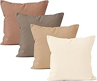 Vista 91 de Encasa XO Juego de 4 fundas de almohada de 24 x 24 pulgadas Sin relleno Fundas de almohada de algodón para sala de estar, cama, sofá, sofá