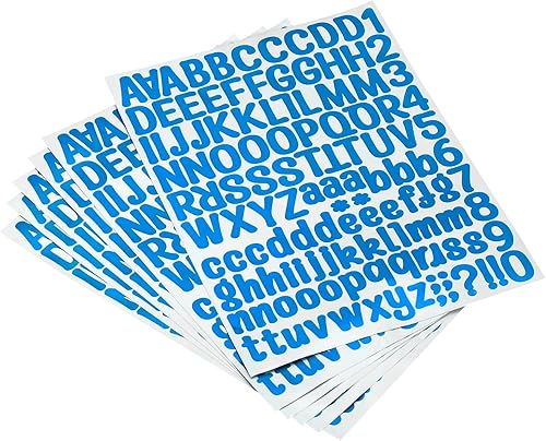 PATIKIL Calcomanías de números del alfabeto, etiquetas reflectantes azules con purpurina de 1 pulgada, calcomanías de vinilo autoadhesivas para