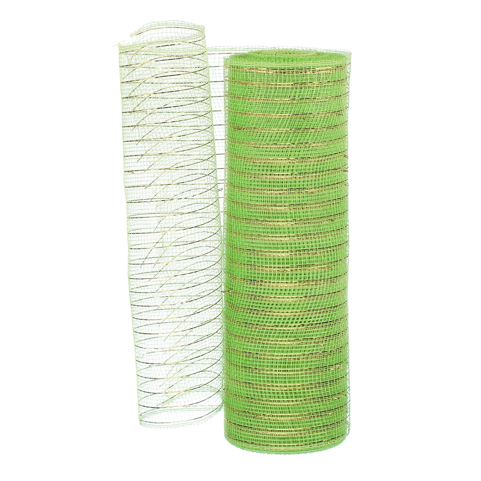 PATIKIL Decorative Mesh Ribbon, 10 Inch x 10 Yard Mesh Ribbon Roll Foil Metallic for Christmas Tree Wreath Decoration, Light Green/Dark Green/Green