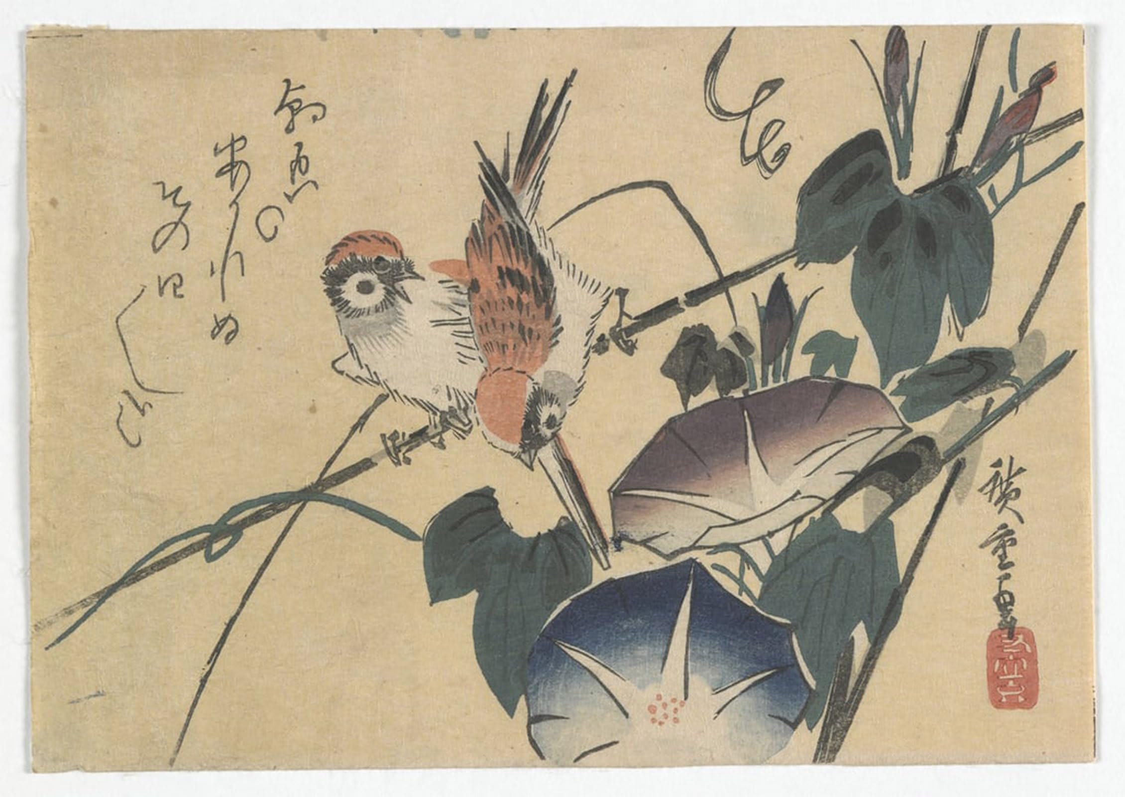 ARTXLXXBN Famous Print Painting Colorful Art Print Morning Glories Edo Period Late S by Utagawa Hiroshige Canvas Art Decorations for Home Decor 60x90cm
