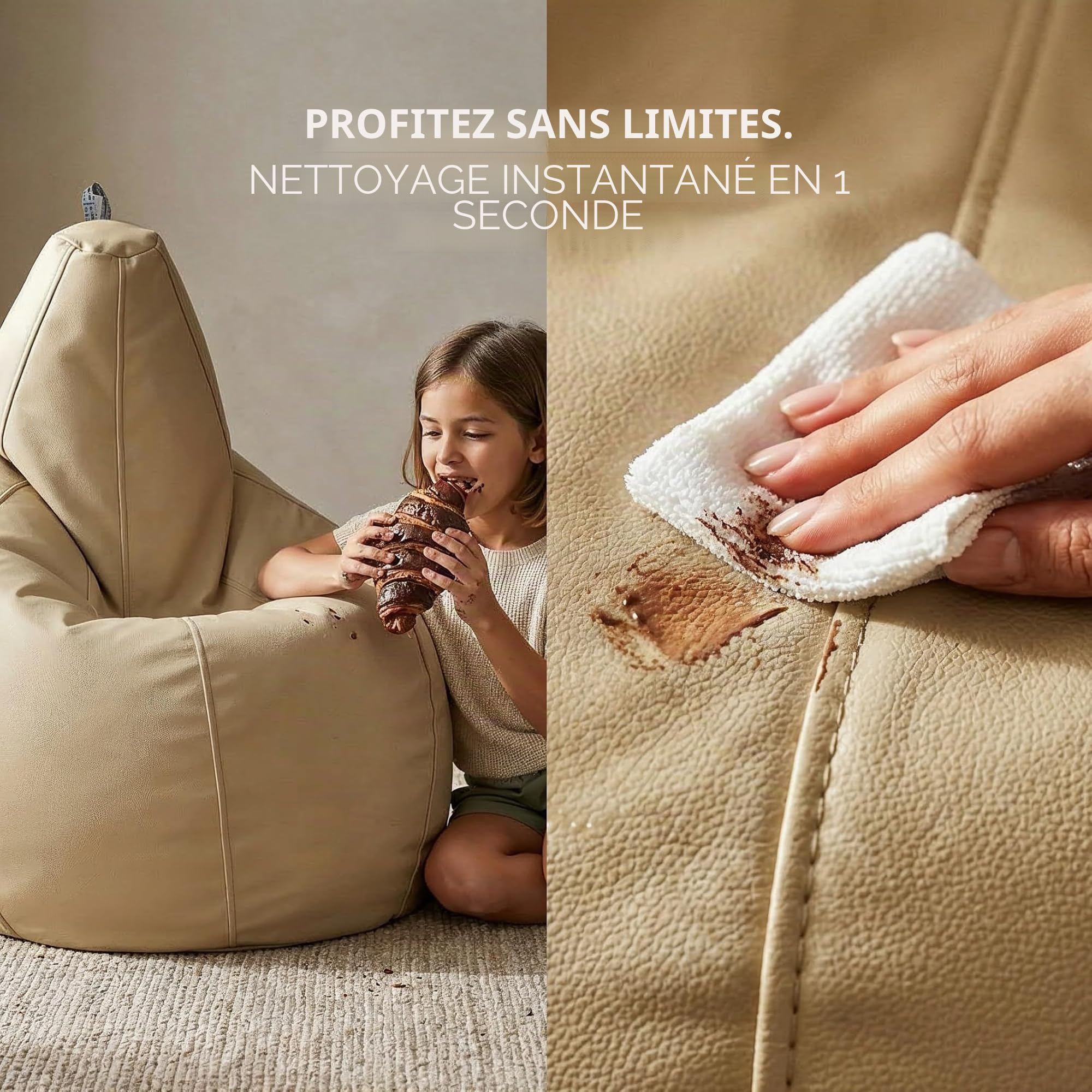 Happers Pouf Poire Simili Cuir Intérieur Moutarde XL