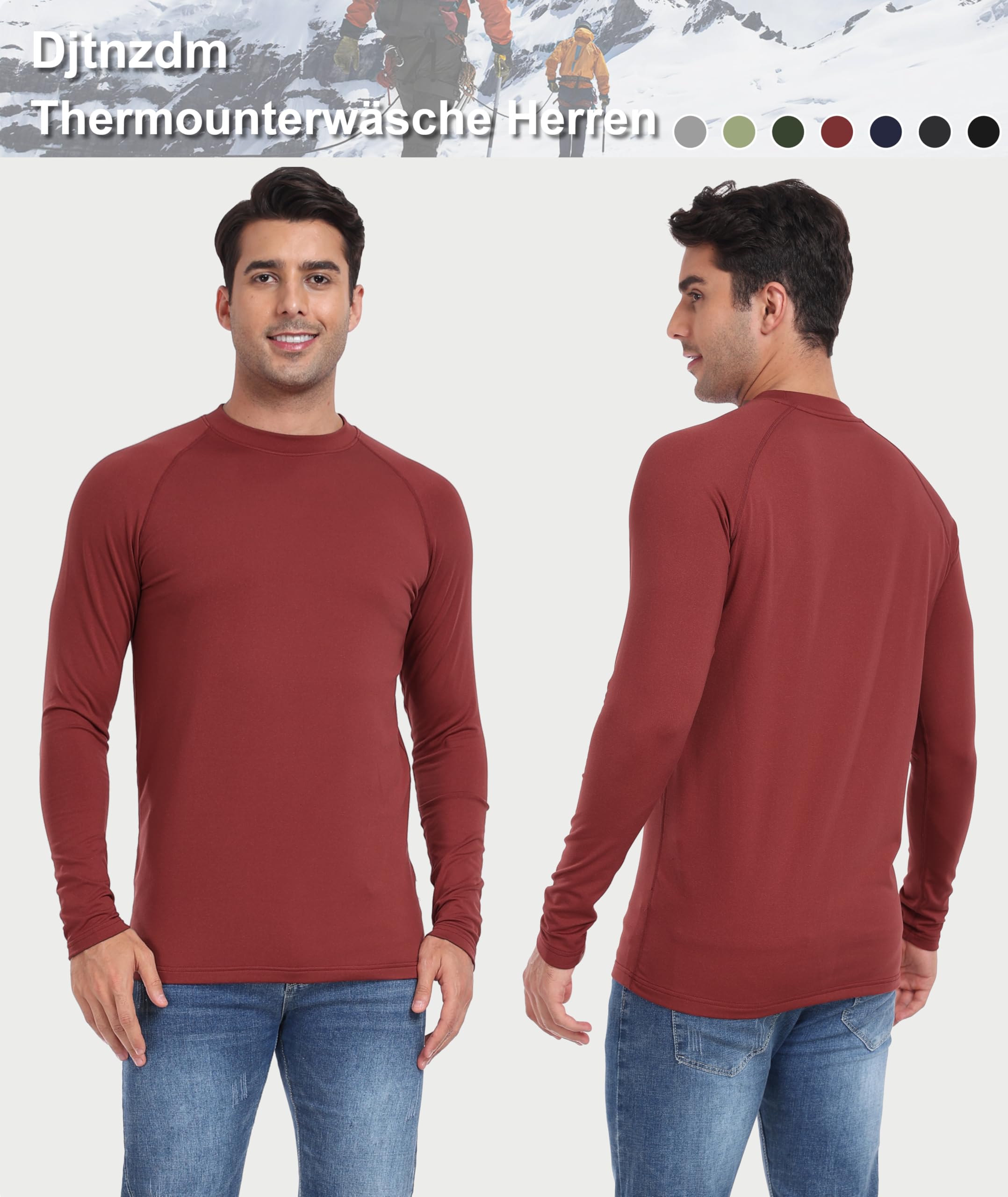 Djtnzdm Maglietta Compressione Uomo Maglia Termica Uomo in Pile Maniche Lunghe Invernale Sportivo Fitness Sci Termico Uomo Top