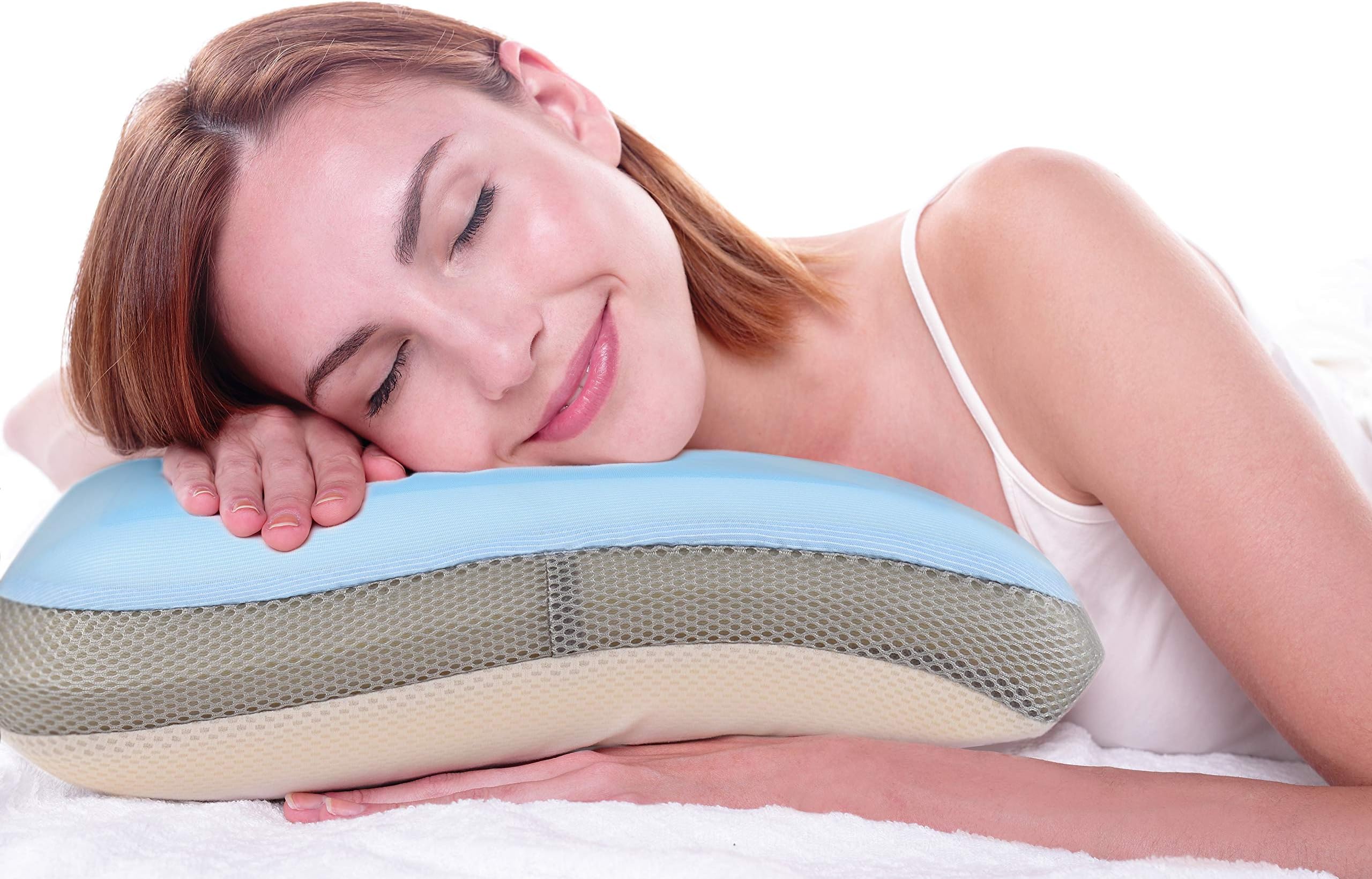 Cooling Gel Pillow with Soft Memory Foam - Includes Fitted Cotton Pillow Case and Storage Case