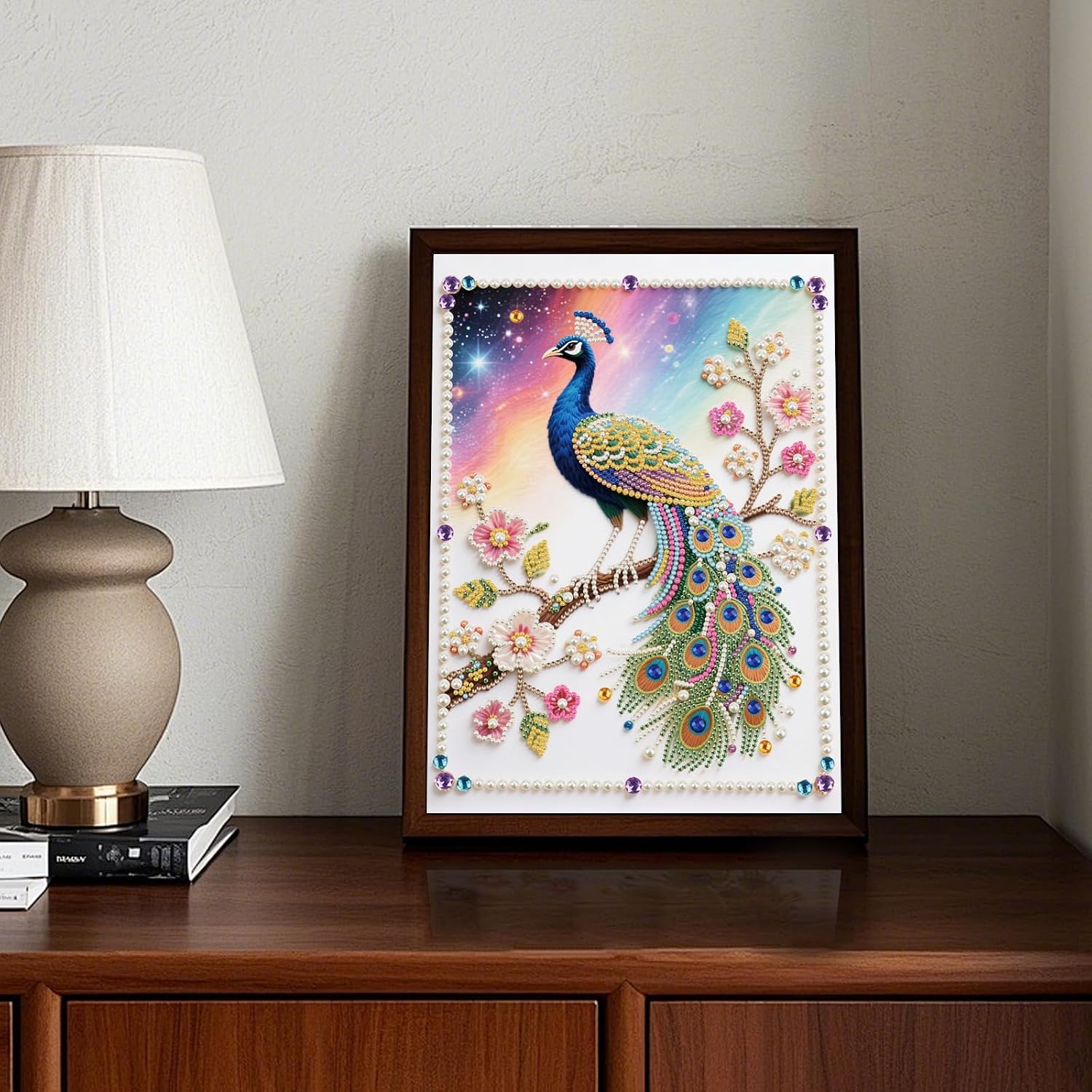 WSLWXSHM Pearl Diamond Painting Kits for Adults Peacock, 5D Special Shape Diamond Art Kits for Beginners, Crystal Rhinestones Diamond Painting for Home Wall Decoration Gift 12×16inch/30×40cm Animal
