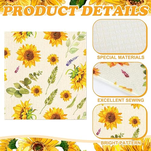 Miniatura 6 de Sunnyray 12 paños de cocina suecos, paños de cocina reutilizables con esponja, paños de limpieza, paños de cocina, absorbentes y lavables, toalla de