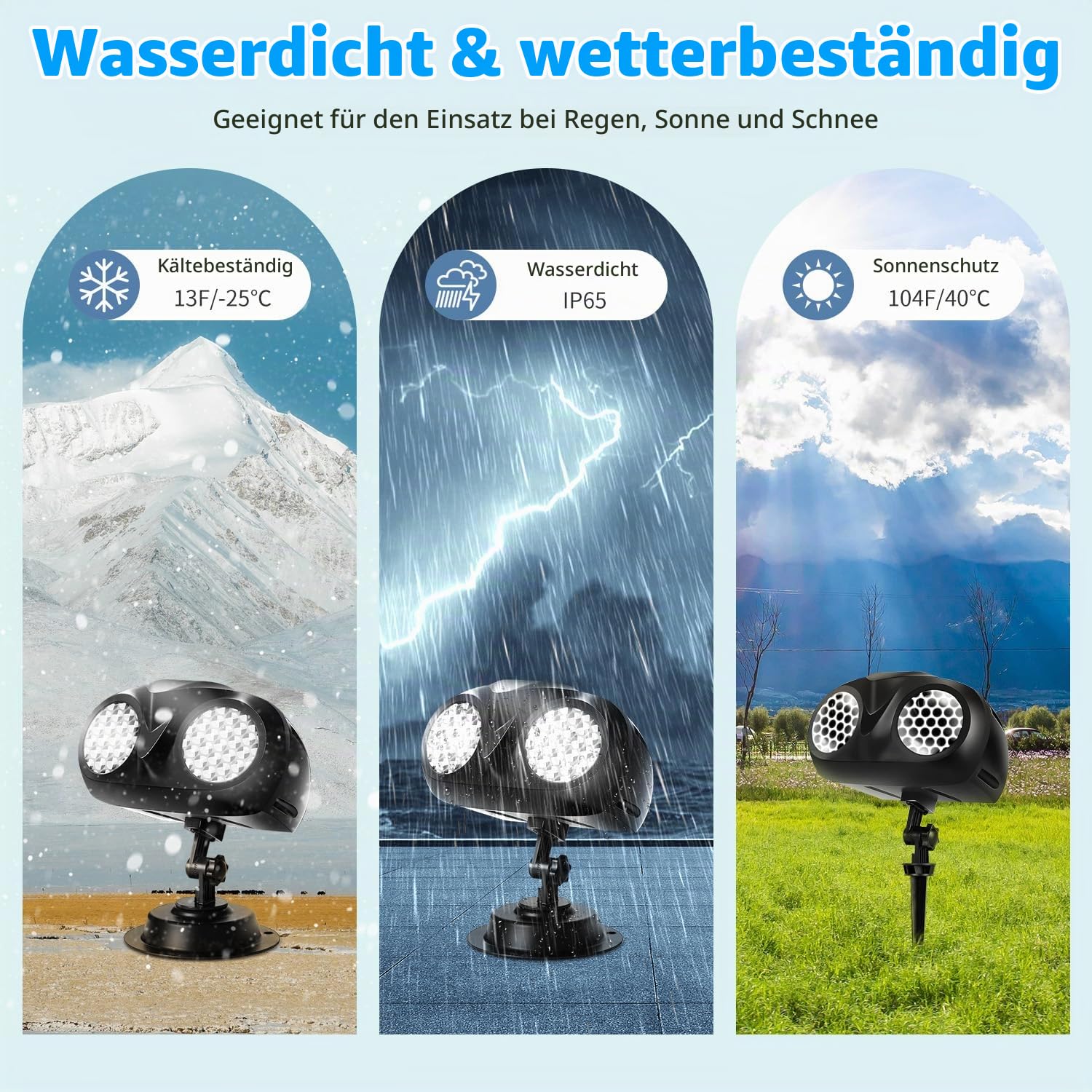 MATEPROX Schneefall Projektor Lichter, Wasserdichte Weihnachts LED Schneeflocken Projektor Lichter für Innen- und Außendekoration-doppelt