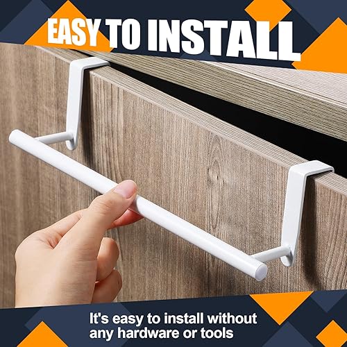 Miniatura 5 de Paquete de 2 toalleros para gabinete, toallero de acero sobre puerta, moderno sobre el gabinete, toallero, soporte para barra de toallas,