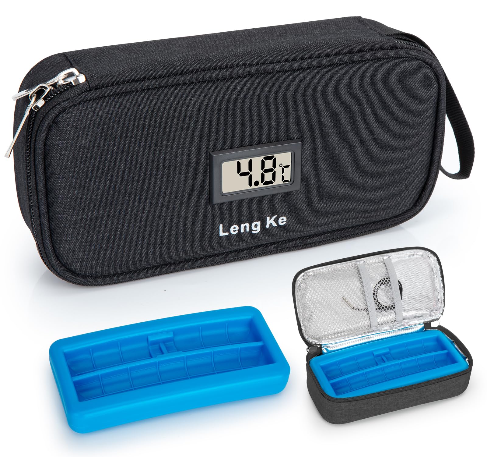 SUNMON Porta Insulina Termico da Viaggio - Borsa per Medicinali Termica con Display a ℃, Borsa Termica Insulina per Medicinali da Viaggio con Mattone di Ghiaccio (nero)