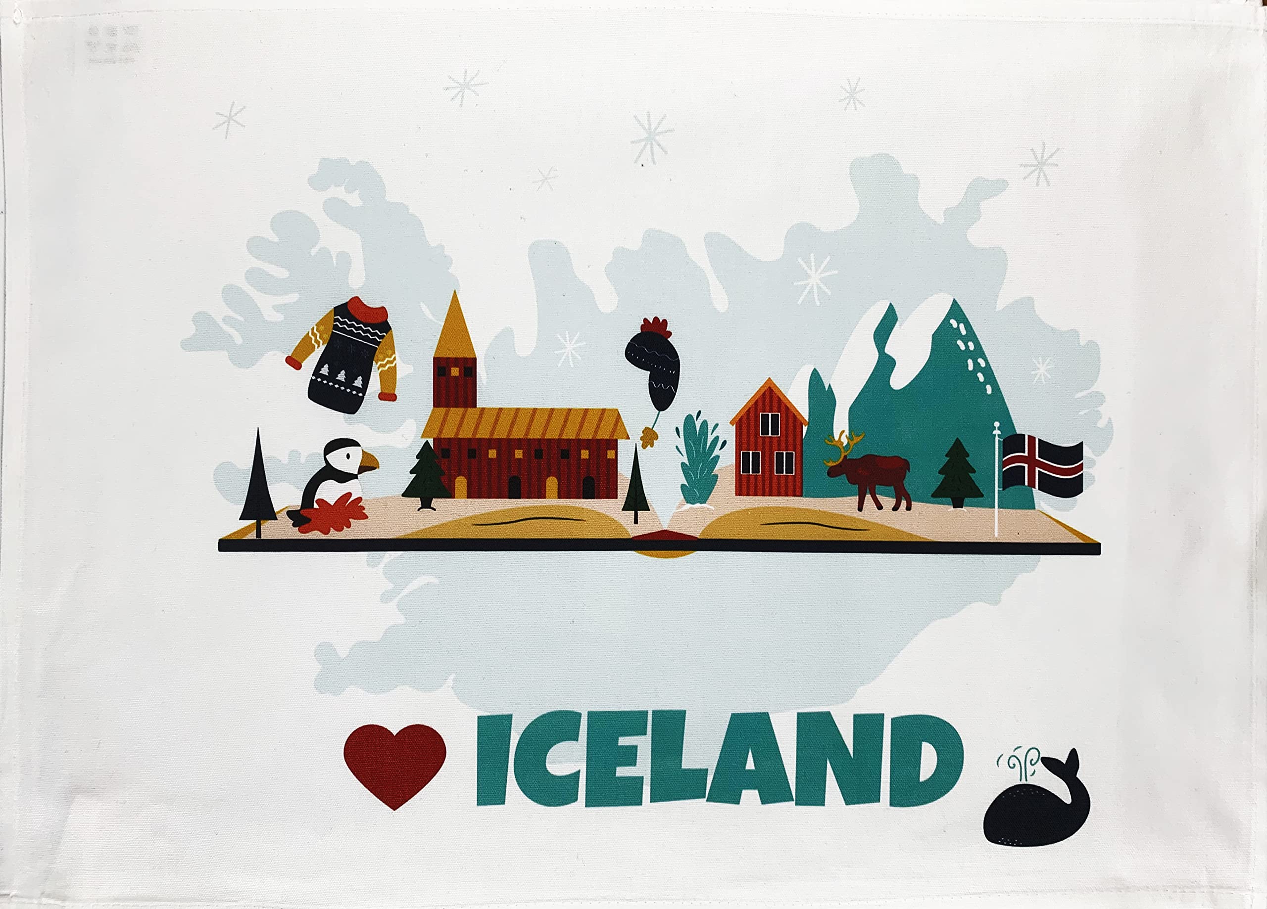 Half a Donkey Love Iceland Large Cotton Tea Towel