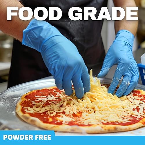 Miniatura 6 de Beastek Guantes de examen de nitrilo azul, 4 mil, desechables, sin látex, para alimentos, médicos, seguros para alimentos, guantes de limpieza, 100