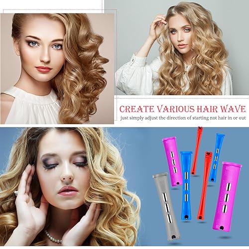 Miniatura 49 de 48 varillas de permanente para el cabello, varillas cortas de onda fría, planchas de plástico para rizar el cabello, rizadores con peine de acero