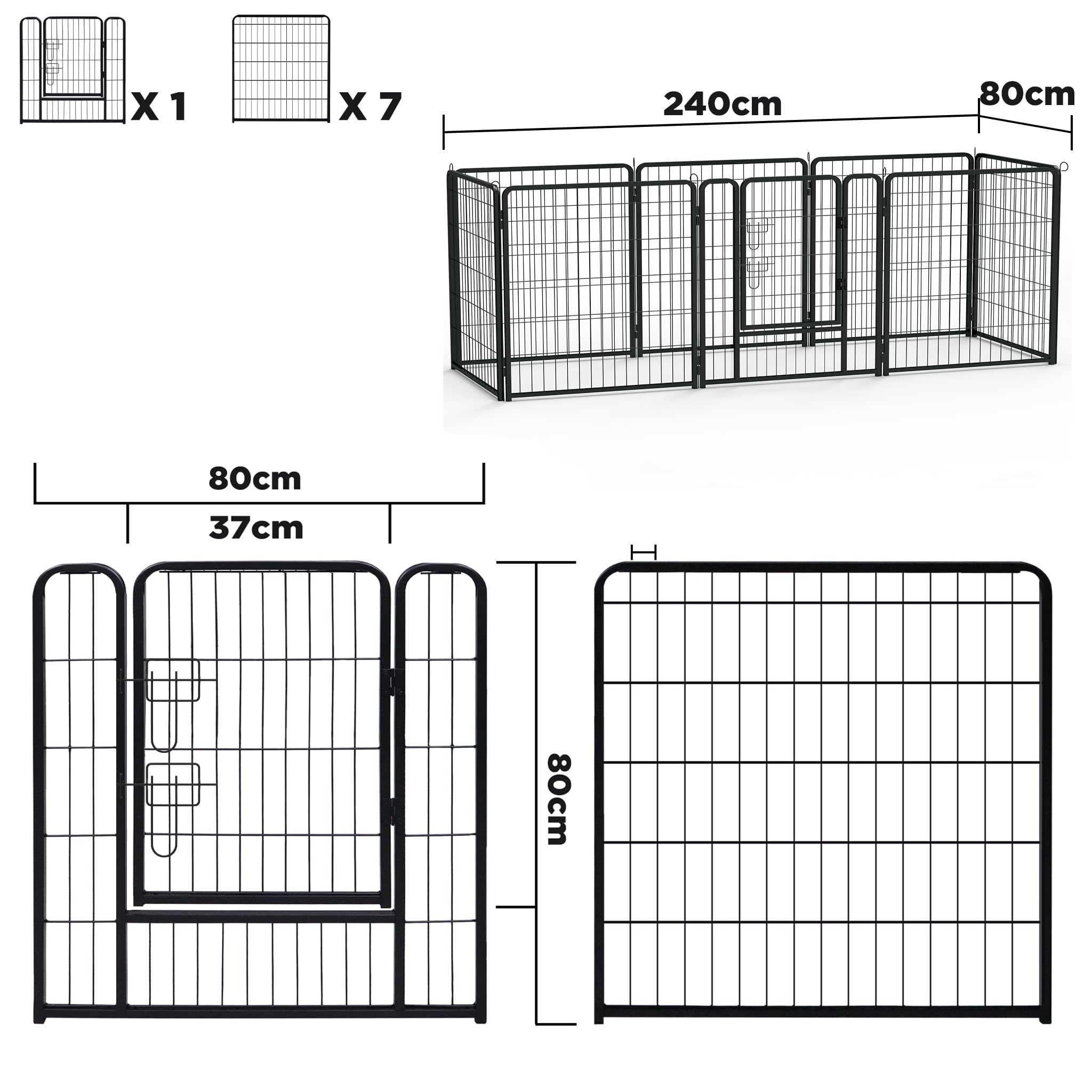 UISEBRT Parque para cachorros con puerta, flexible, plegable, para perros, gatos, cachorros, conejos (80 x 80 cm, 8 unidades)