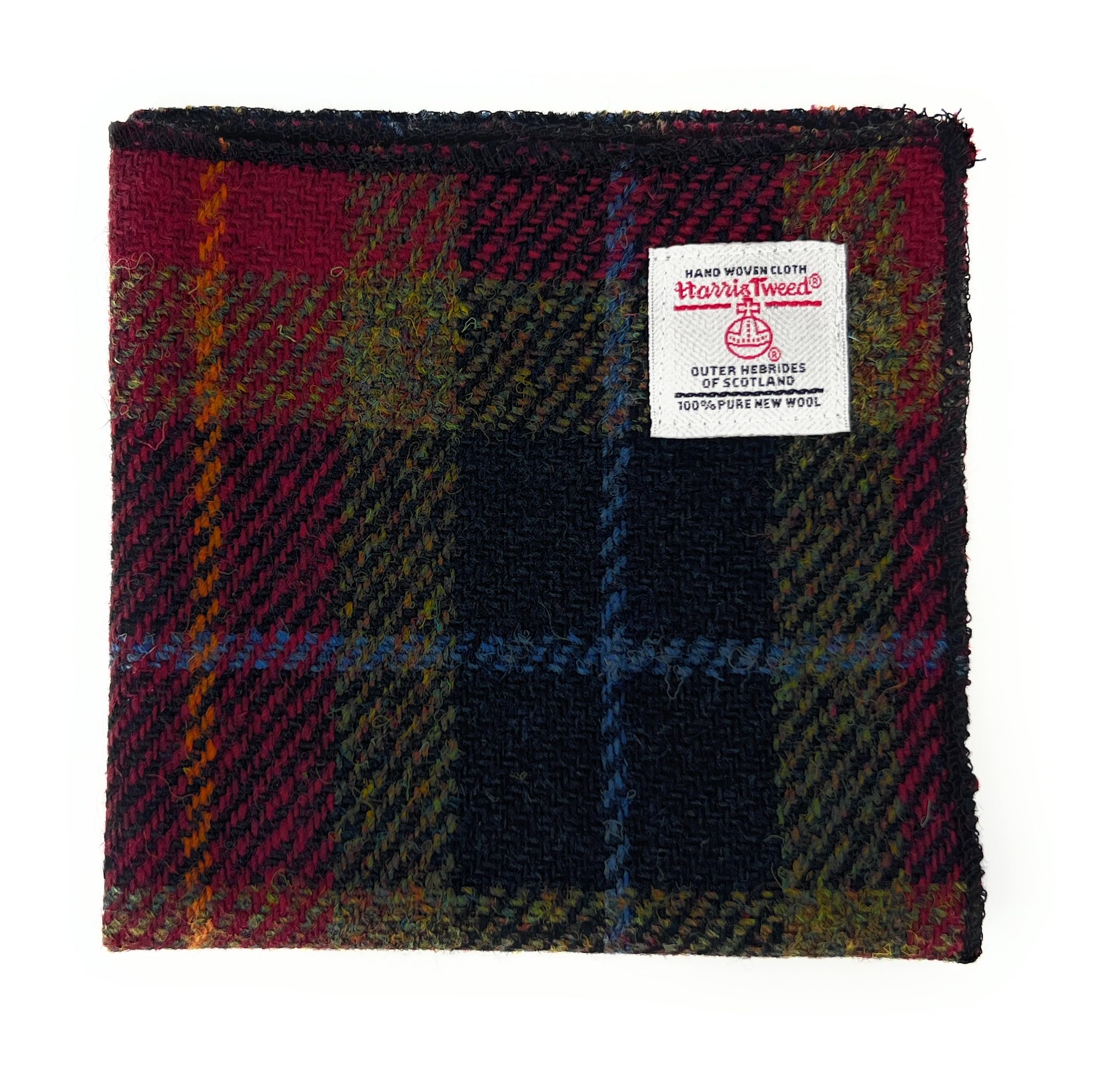 Tartan Tweeds Men's Rust Check Harris Tweed Handmade Pocket Square Handkerchief (Rust Check)