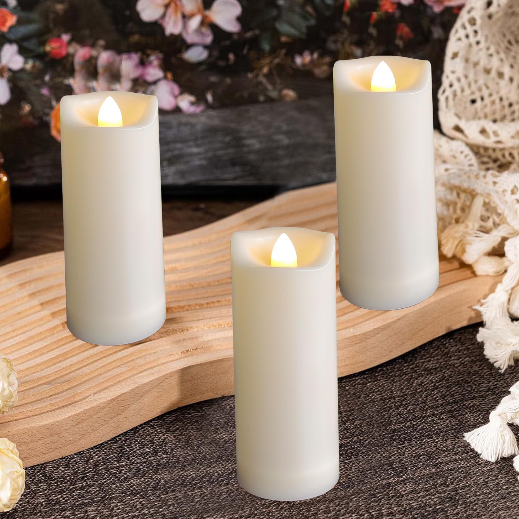 CANDLE CHOICE Waterproof Flameless Pillar Candles With Remote & Timer - 2 Pack, 3x4 Inch Plastic LED Candles For Outdoor & Indoor Decor