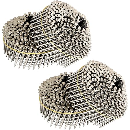 Findmall 1200 Count 1-1/2-Inch X .090-Inch Ring Shank Stainless Steel Siding Nails 15-Degree, Adapted To Gun Type CN45