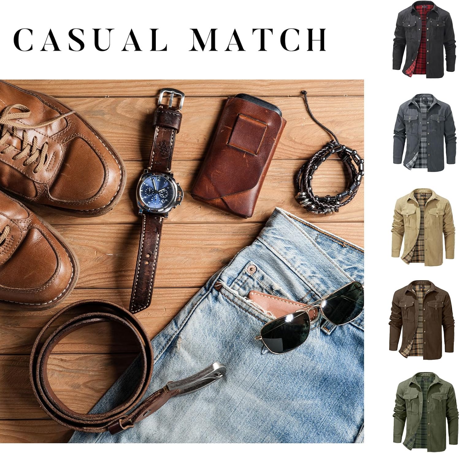 Flannel Lined Shirt Jacket for Men Lightweight Snap Button Western Cowboy Shirts Jackets Shacket - Image 6