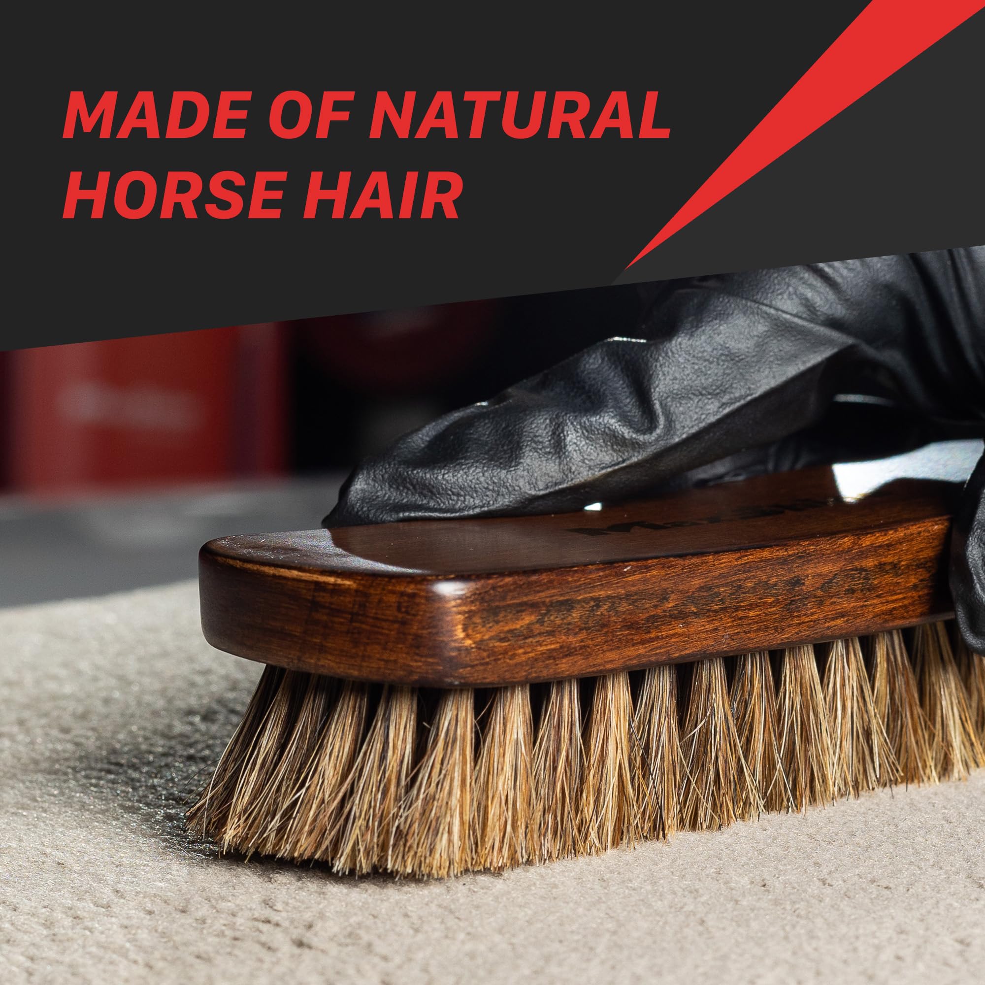 Maxshine Cepillo de Limpieza Suave de Pelo de Caballo Fino Natural para Detalles de Coche, tapicería de alfombras (pequeño)