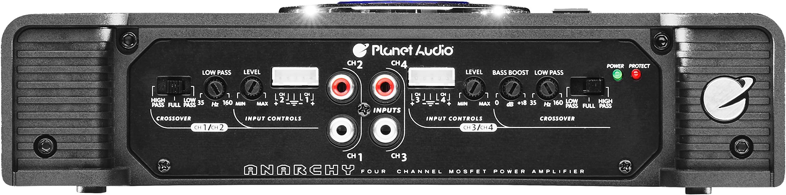 Planet Audio AC800.4 4 Channel Class A/B Car Amplifier - 800 High Output, High/Low Level Inputs, High/Low Pass Crossover, Hook to Subwoofer for Bass
