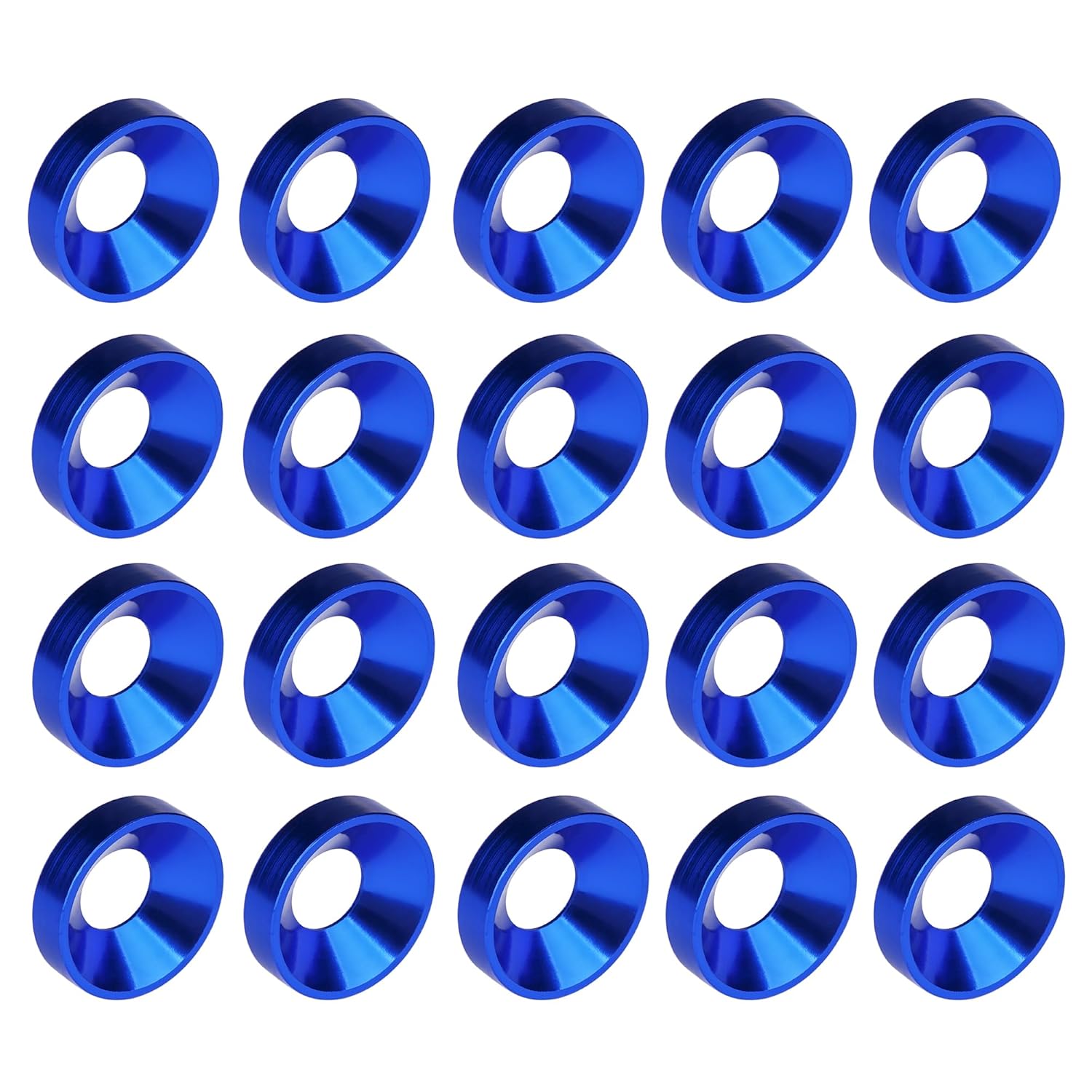 M2 M2.5 M3 M3.5 M4 M5 M6 M8 M10 Aluminum Alloy Flat Countersunk Washer Shims for RC Drone FPV PC Build Mechanical Repair Pack of 20 (Blue, M3)