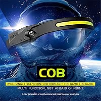 Vista 5 de Linterna frontal recargable, lámpara de cabeza de haz ancho de 230°, sensor de movimiento LED recargable, faros delanteros de 5 modos para adultos