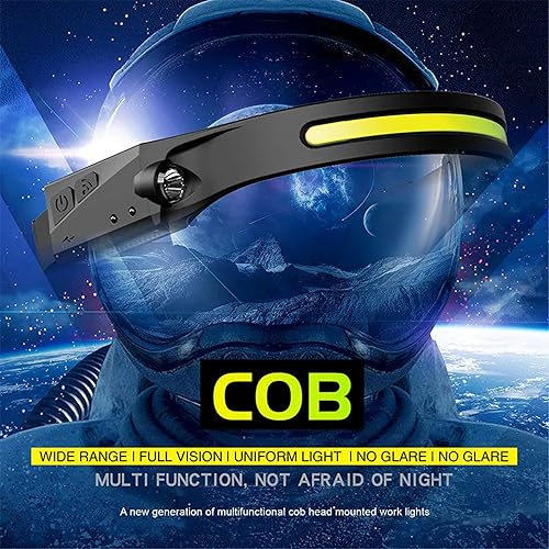 Miniatura 5 de Linterna frontal recargable, lámpara de cabeza de haz ancho de 230, sensor de movimiento LED recargable, faros delanteros de 5 modos para adultos,