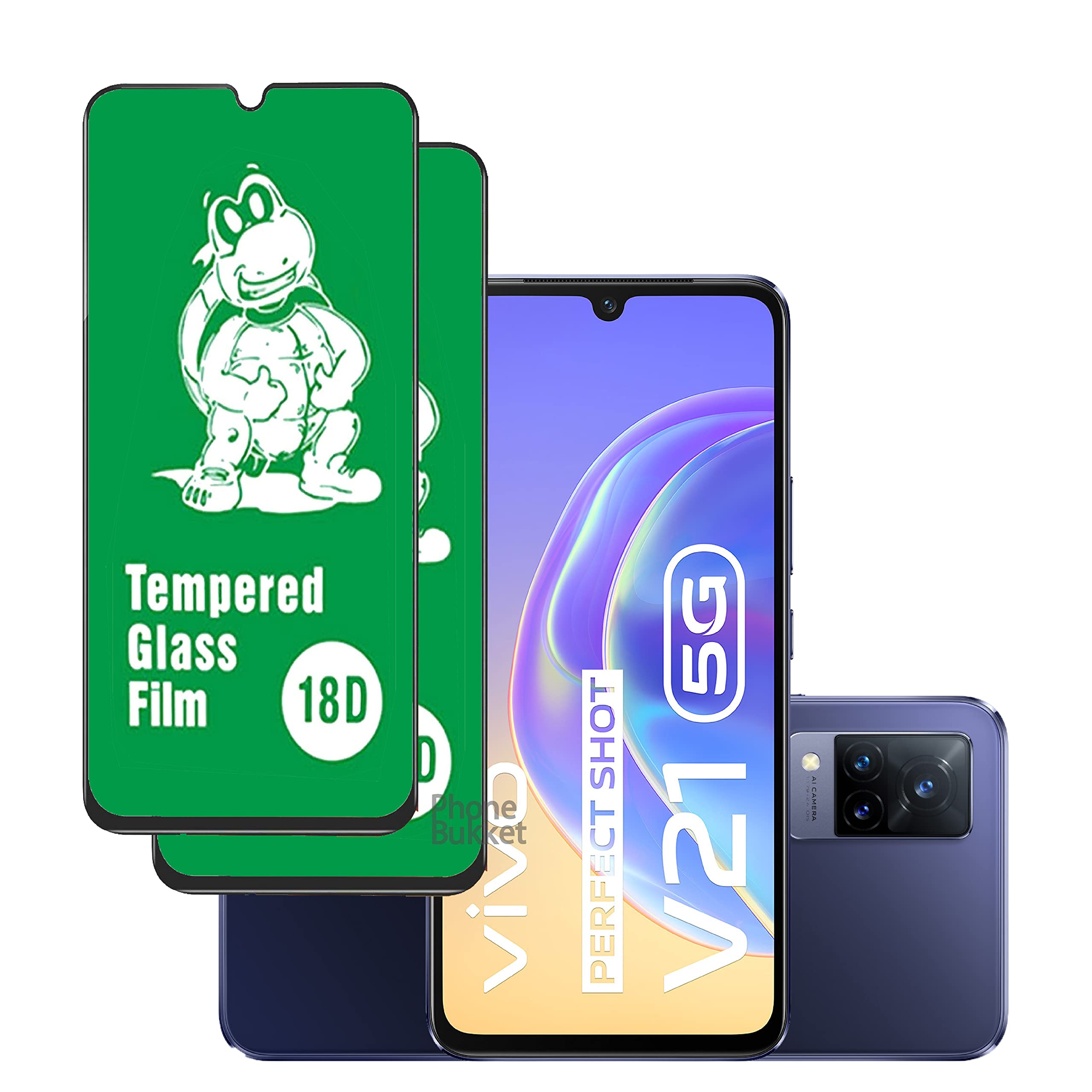 MobileBukket 9H 18D Tempered Glass Guard Protector Raised Bezel for Vivo V21 5G (Transparent) Edge to Edge Full Screen Coverage, Pack of 2 (B0BM82H7ZM) Amazon Price History, Amazon Price Tracker
