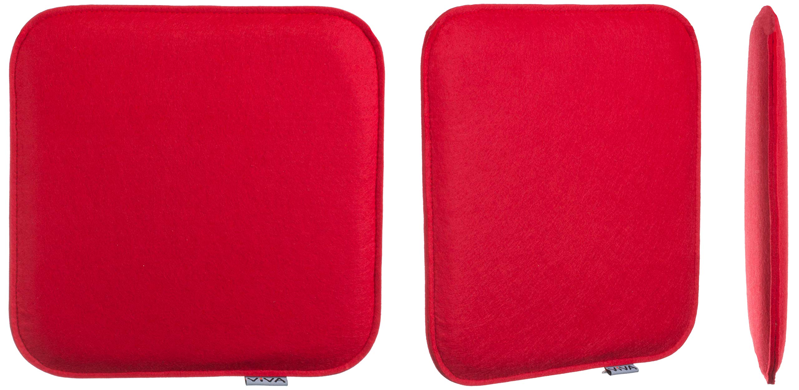 Brandsseller Lot de 8 Coussins d'assise en Feutre 35 x 35 x 2 cm – Galettes de Chaise carrées et Robustes pour l’intérieur et l’extérieur, Assise rembourrée Confortable - Rouge