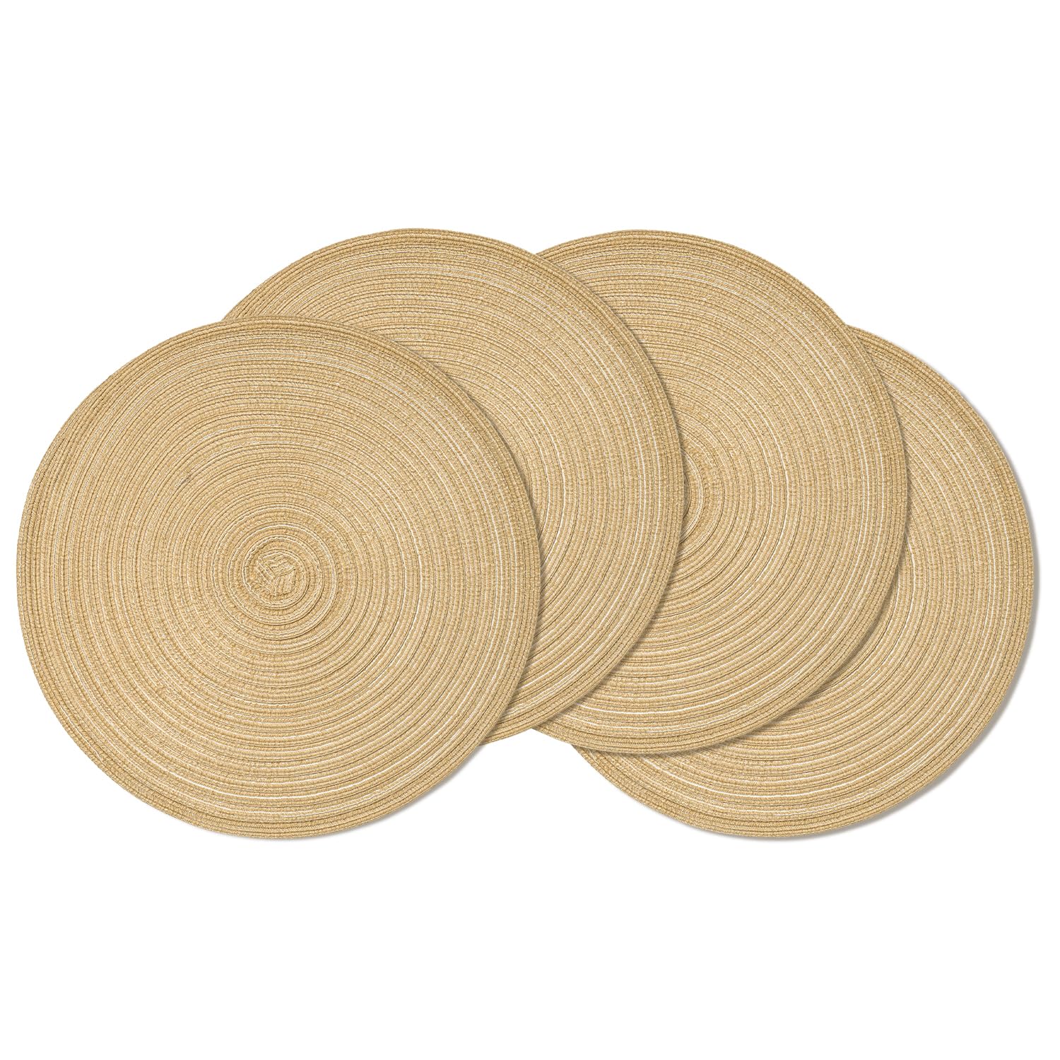 Artoid Mode Beige Round Placemats Braided Place Mats 36cm Set of 4