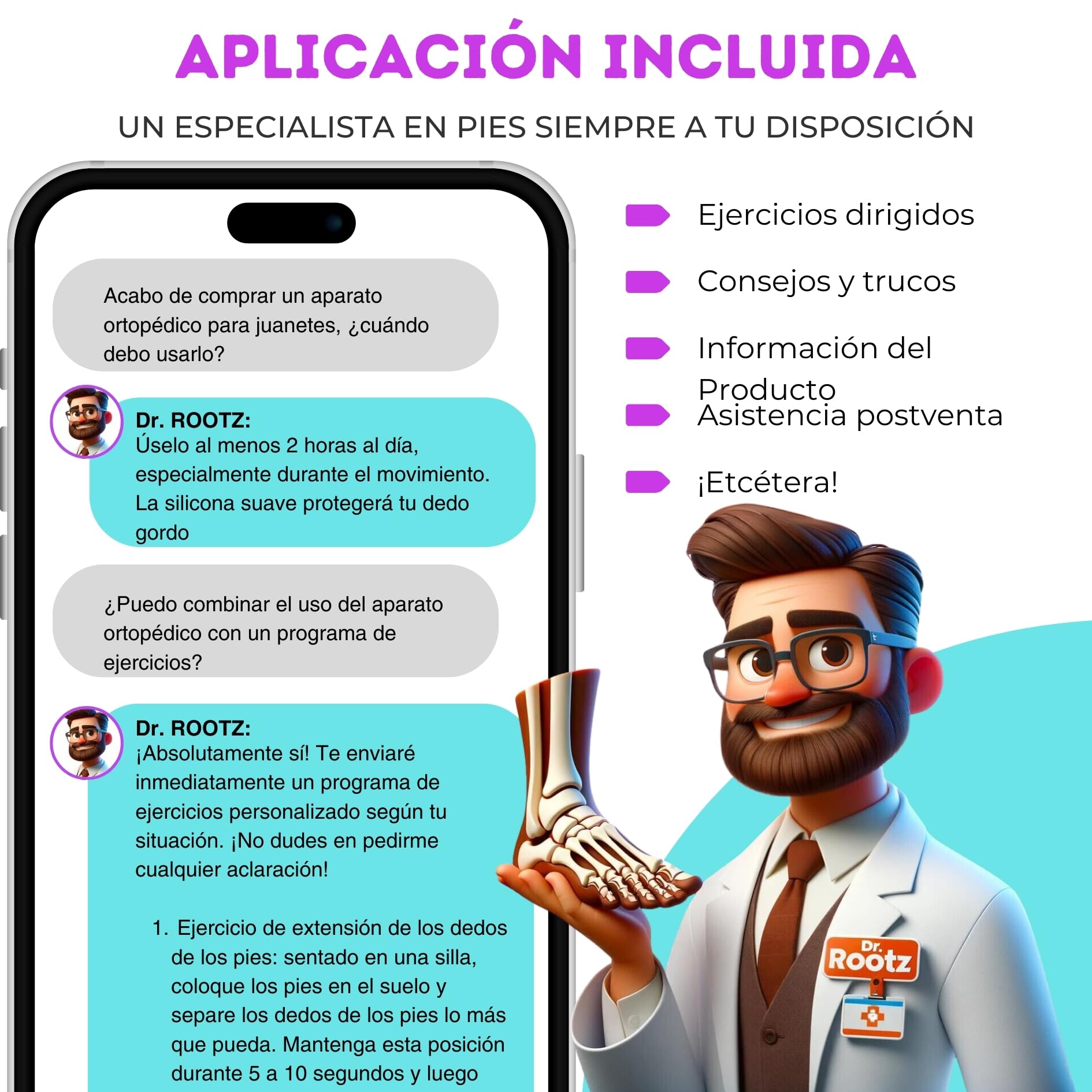 Corrector de juanetes con protección de silicona, 3 pares/6 piezas, blanco