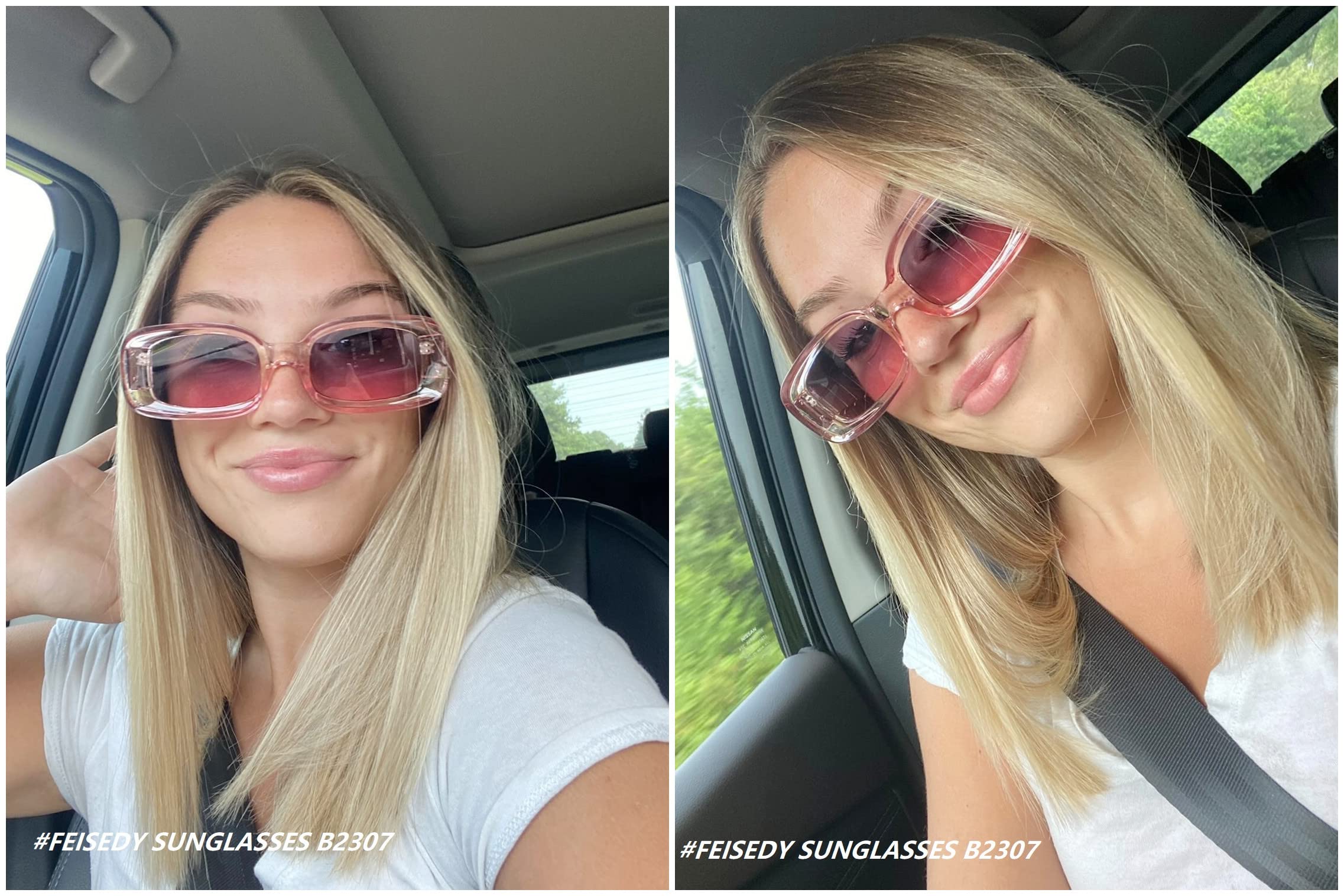 FEISEDY Retro Thick Rectangle Sunglasses Retro 90s Small Chunky Square Women Men B2307