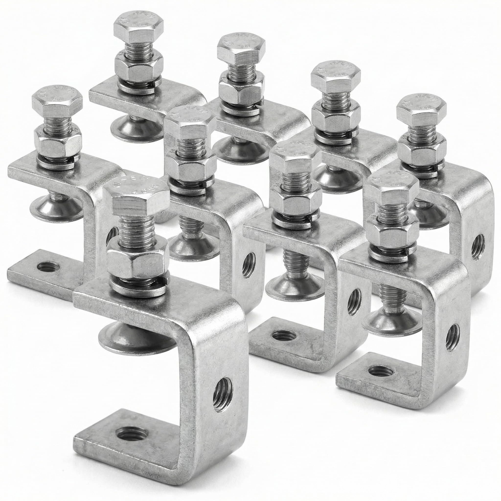 QWORK® 8Pcs 304 Stainless Steel C Clamp, Heavy Duty C-clamp, for Home Improvement and Automotive Repair