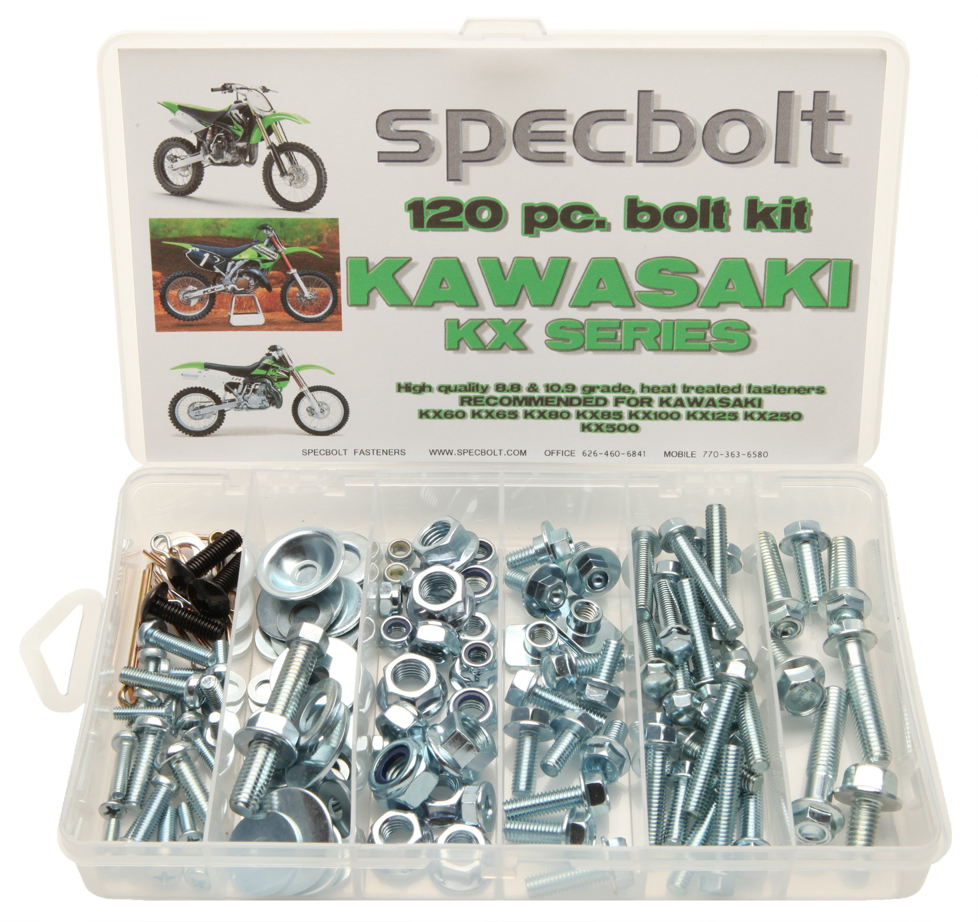 120pc Specbolt Kawasaki KX two stroke Bolt Kit for Maintenance & Restoration of MX Dirtbike OEM Spec Fastener KX60 KX65 KX80 KX85 KX100 KX125 KX250 KX500 60 65 80 85 100 125 250 500