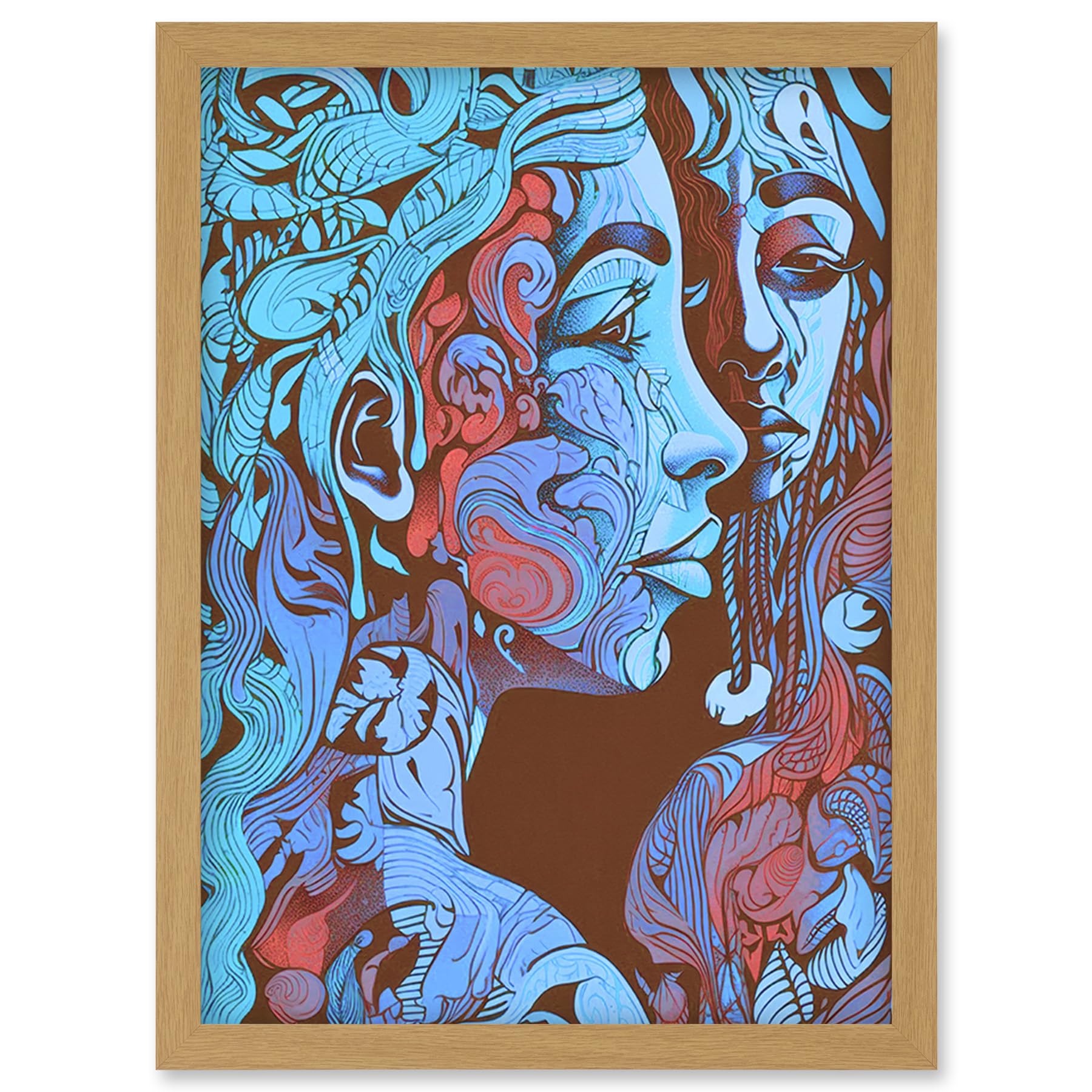 Artery8 I am My Mother Modern Folk Art Illustration Artwork Framed Wall Art Print A4
