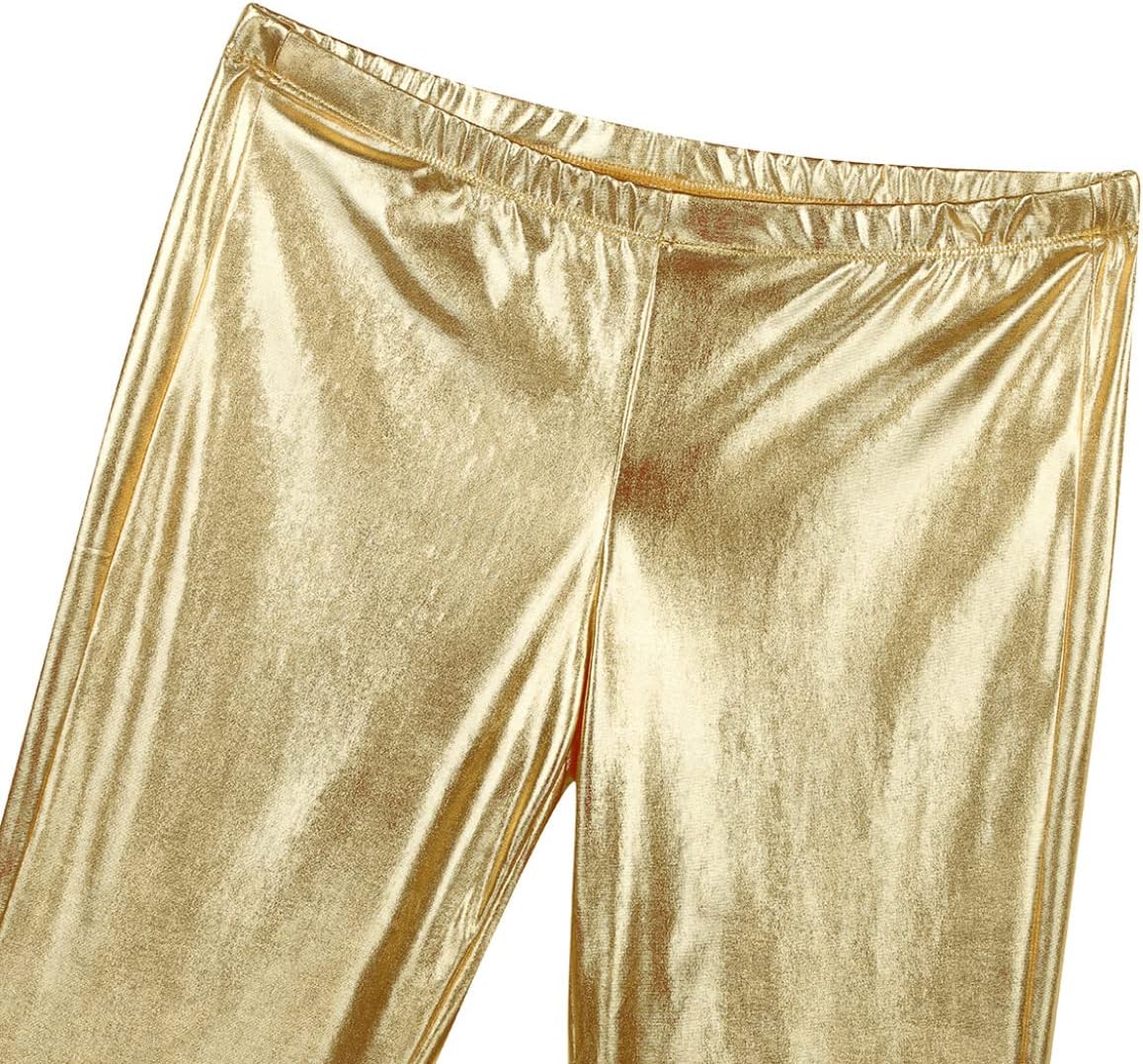 Men's PVC Leather Long Pants 70s Disco Trousers Flared Bell Bottoms Vintage Leggings Tights