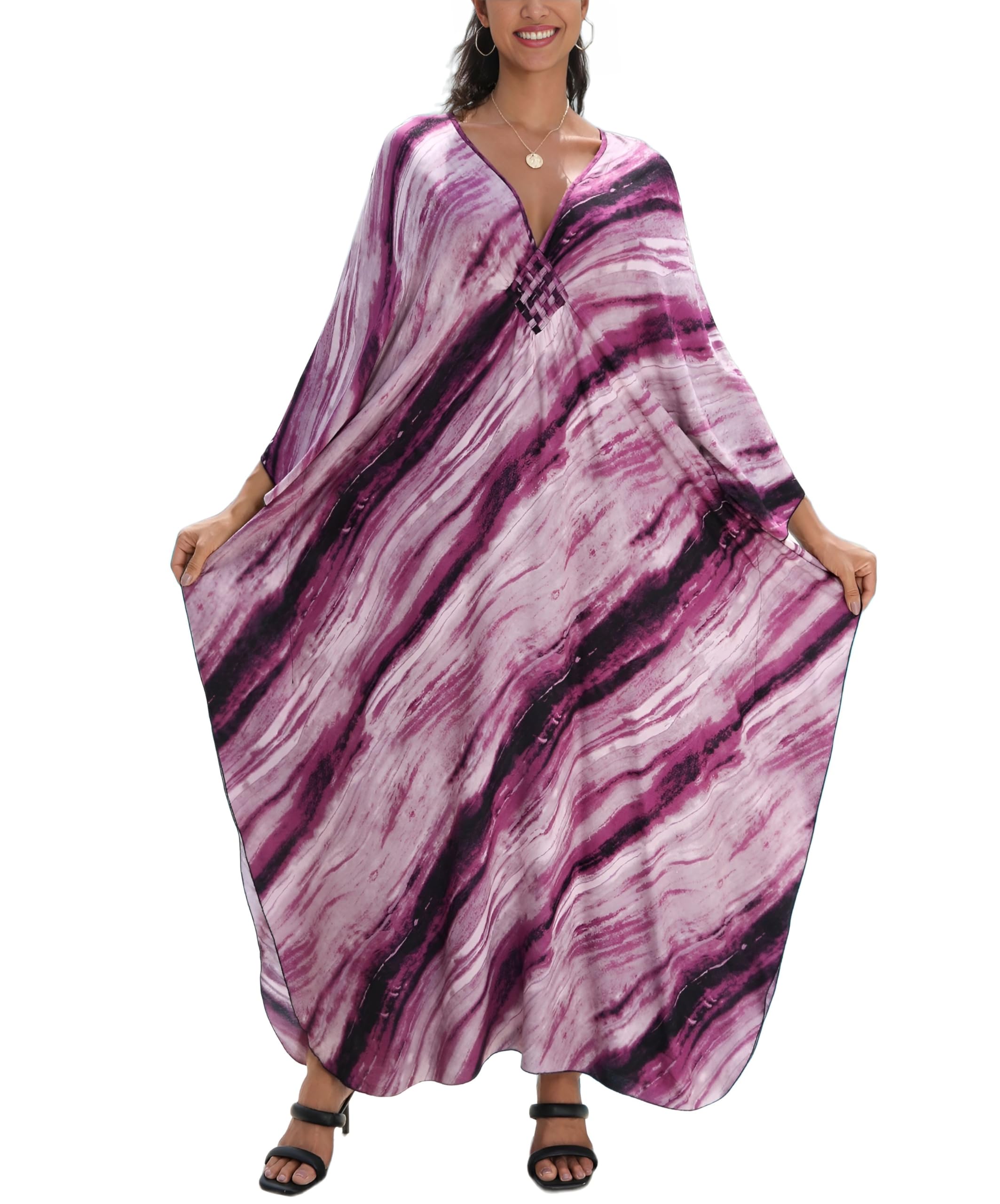 KEYLORTING Plus Size Kaftan Dress Women, African Moo Moo Print Caftan, Batwing Dress, Beach Cover Up for Party and Loungewear