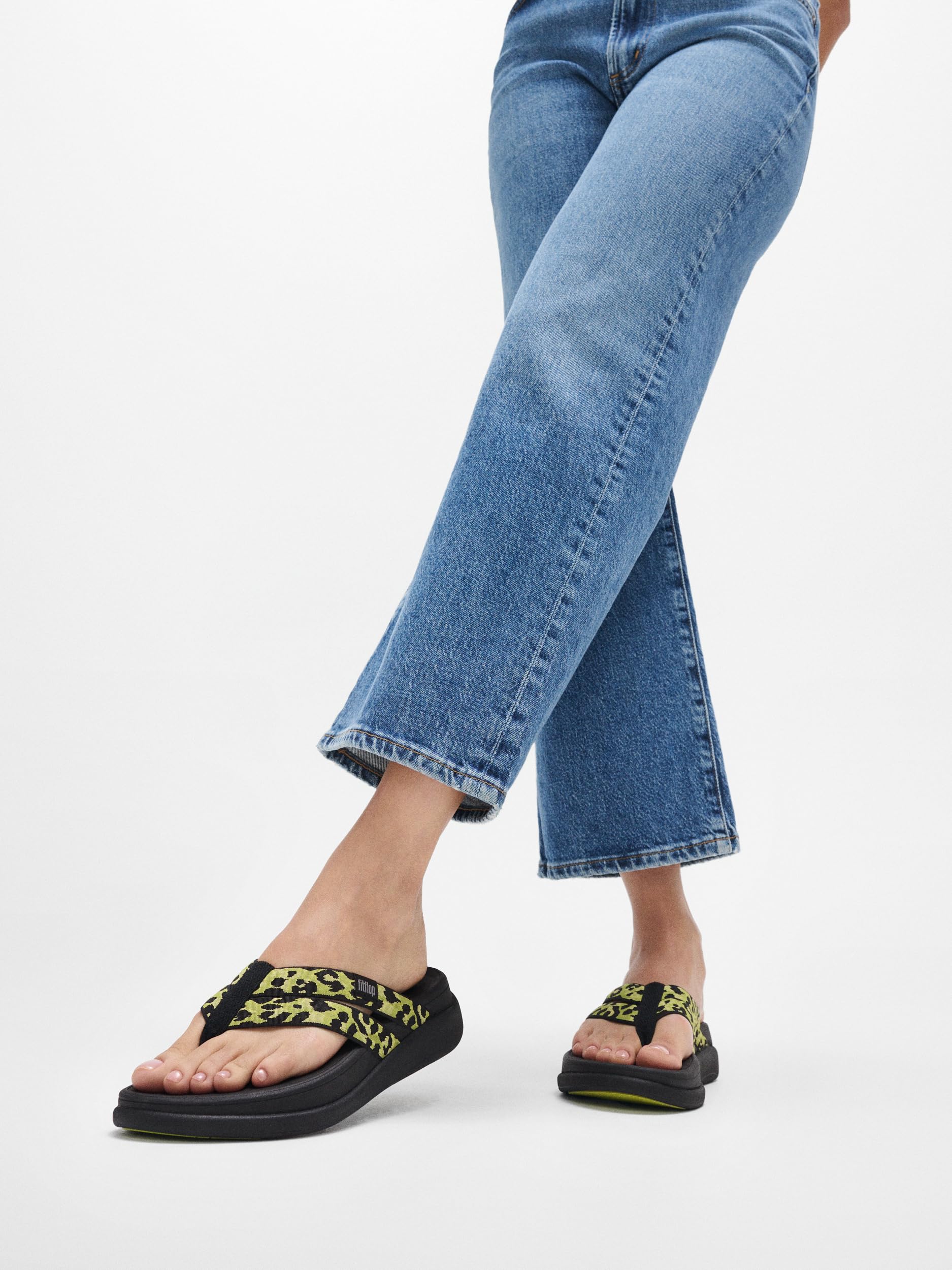 Fitflop Kobiety F-mode Go Leopard Webbing Strappy Flip-flopsKlapki