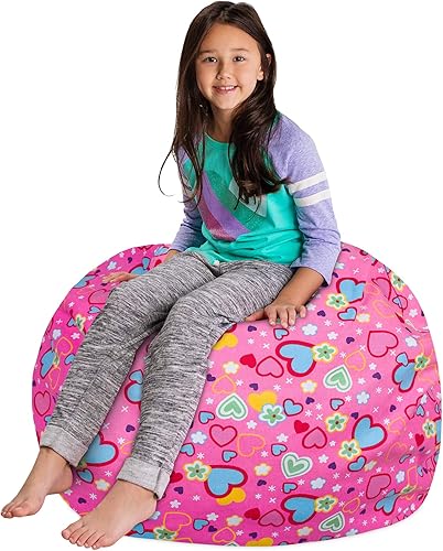 Miniatura 300 de Posh Stuffable - Sillón puff con almacenamiento para niños, contenedor de animales de peluche, organizador de juguetes de niños Lienzo Burbujas Azul