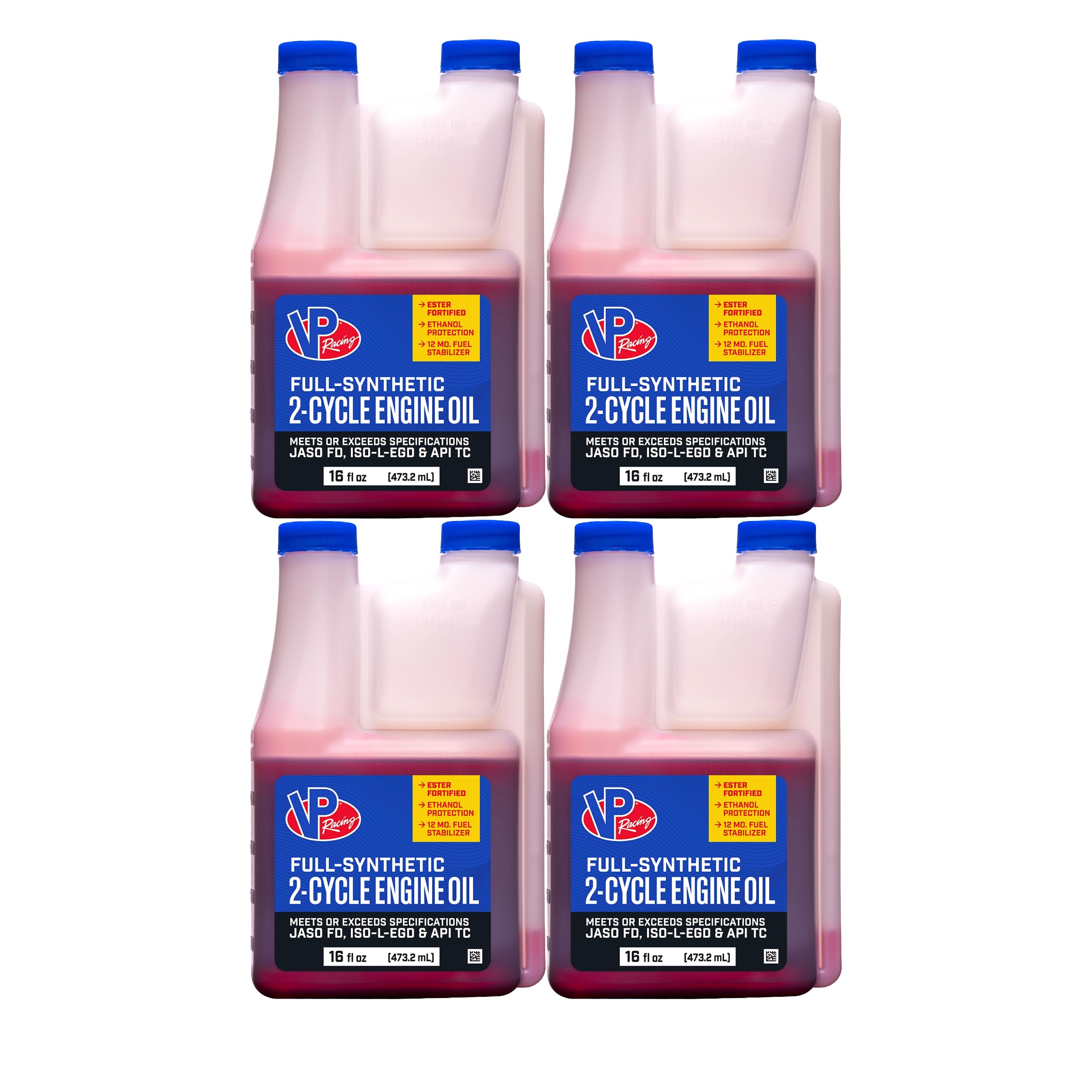 VP Racing 2907 Full-Synthetic 2-Cycle Oil for Small Engines, 16 Ounce (4 Pack)
