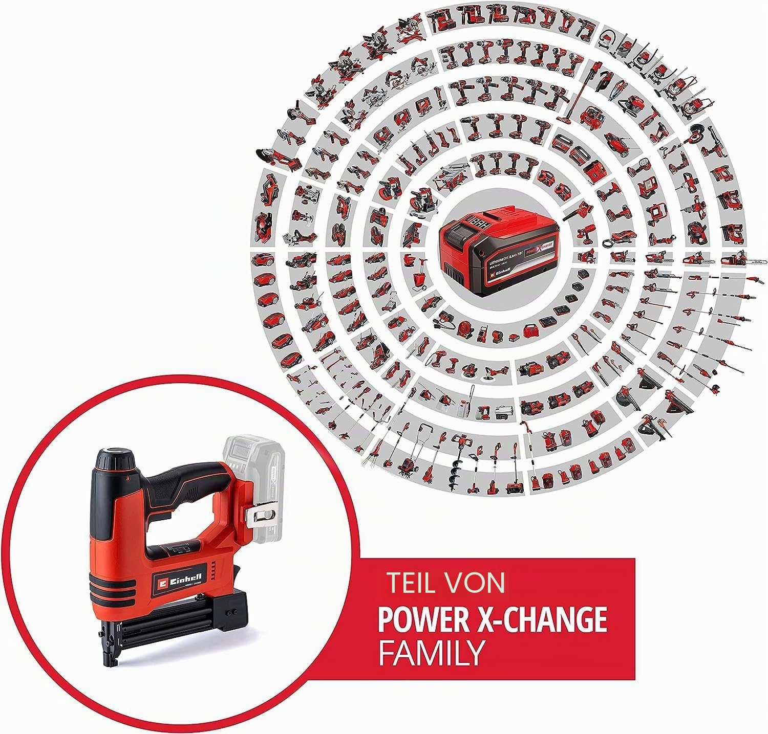 Einhell Akku-Nagler TE-CN 18 Li - Solo Power X-Change (Li-Ion, 18V, Tacker und Nagelpistole, max. 20 Schuss pro Minute, inkl. 300 Nägel und 300 Klammern, ohne Akku, ohne Ladegerät)