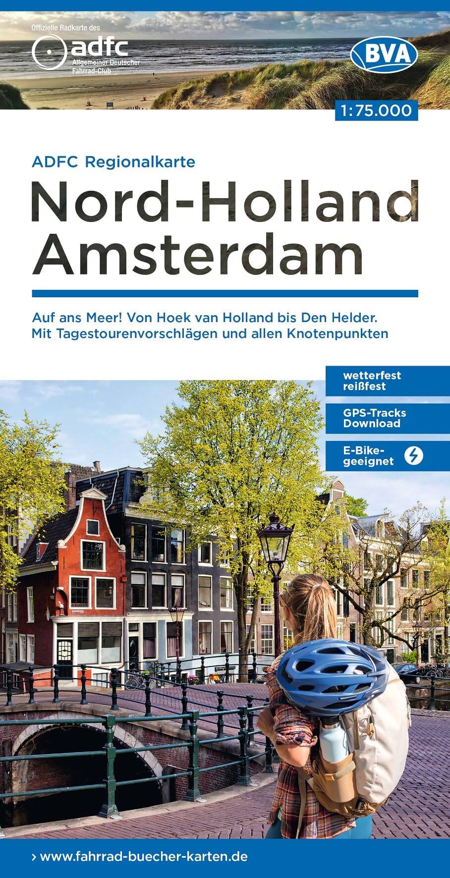 Noord Holland / Amsterdam cycling map: mit Tagestourenvorschlägen und allen punkten, reiß- und wetterfest, E-Bike-geeignet, GPS-Tracks Download, Auf ... van Holland bis Den Helder. (Regionalkarte)